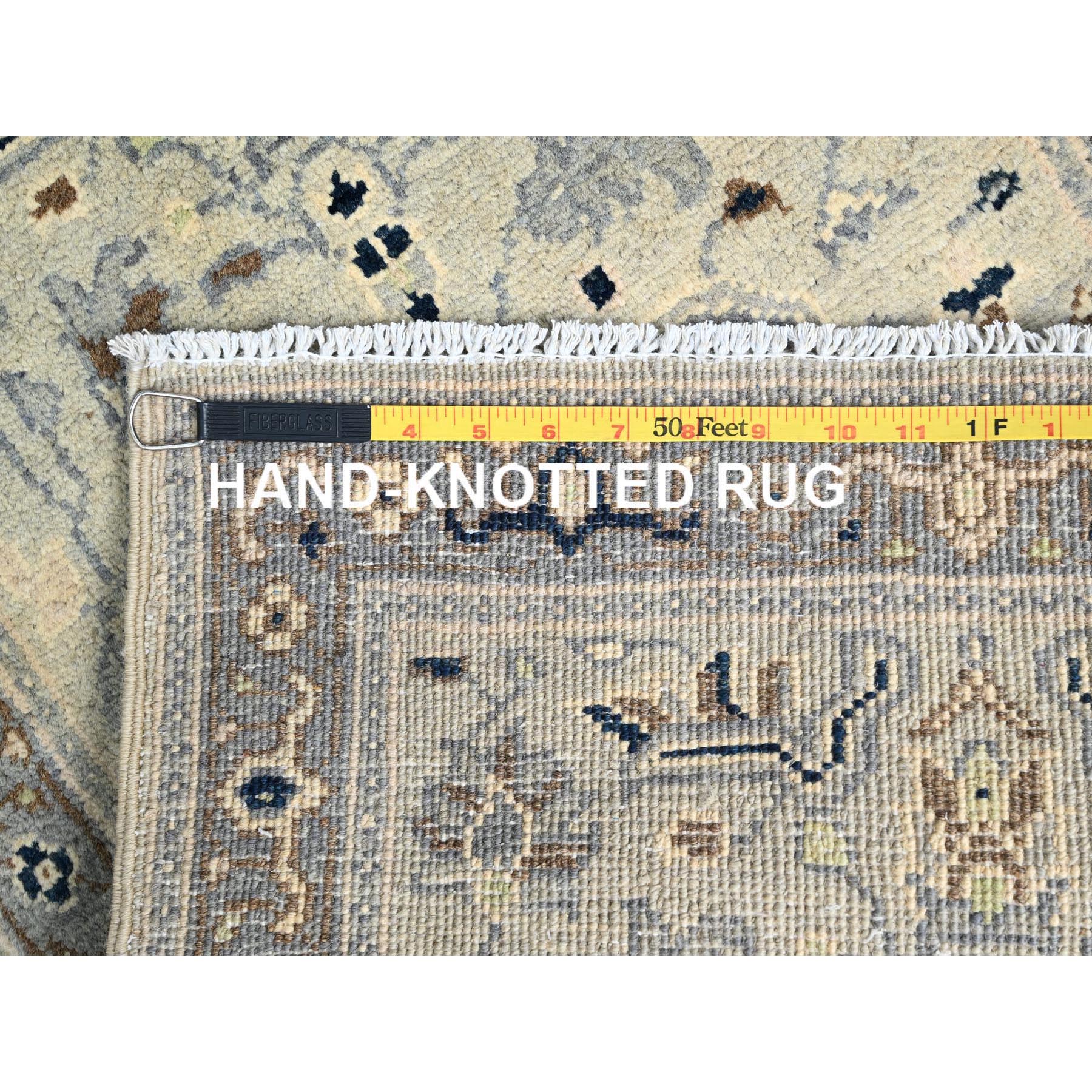 2'1"x3' James White with Serious Gray, Vegetable Dyes, 100% Wool, Afghan Serapi Heriz Design, Hand Knotted and Densely Woven, Mat Oriental Rug Sh86381