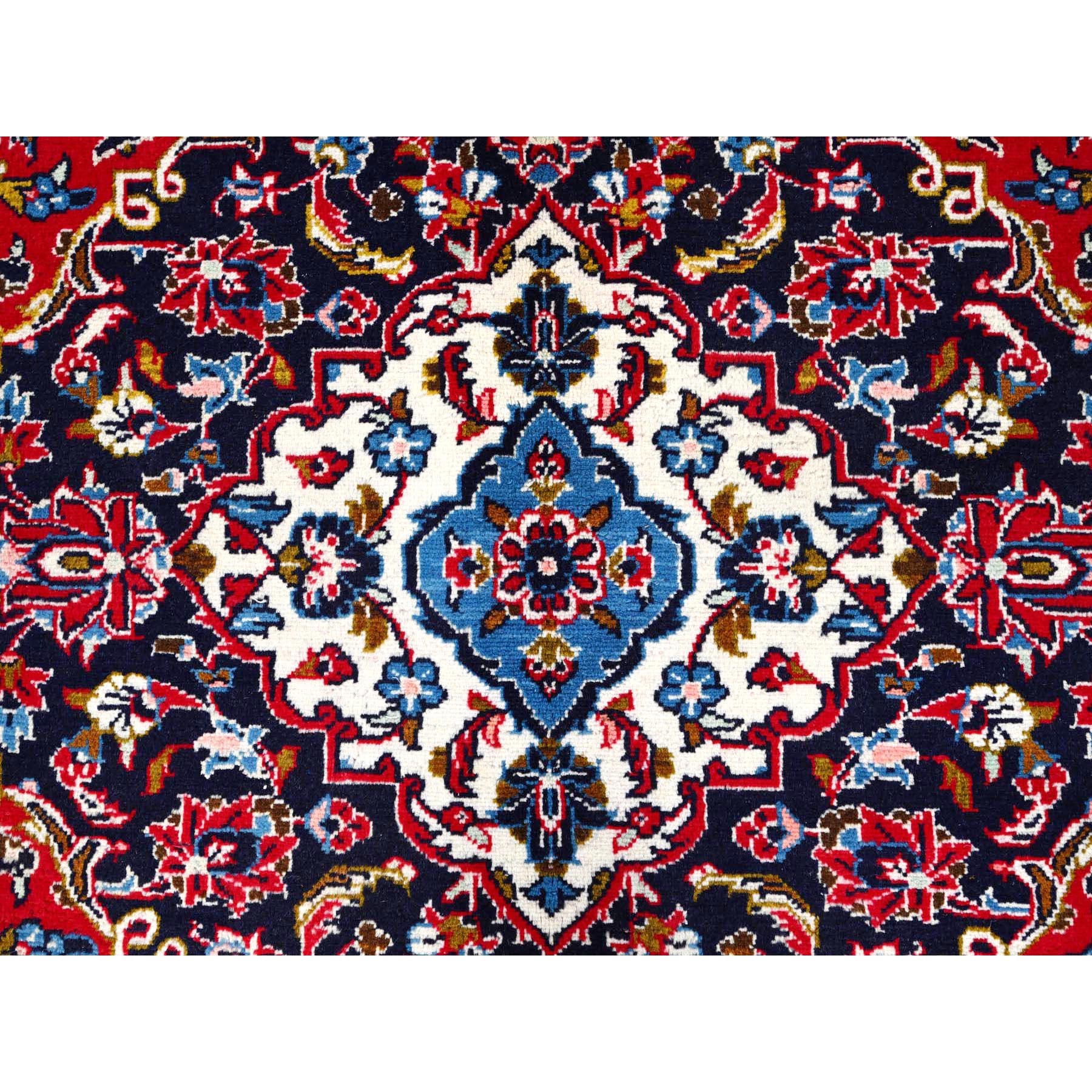 9'6"x12'10" Lychee Red, Worn Hand Knotted, Vintage Persian Kashan, Vegetable Dyes, Dense Weave, Organic Wool Full Pile, Clean and Soft Oriental Rug Sh86426
