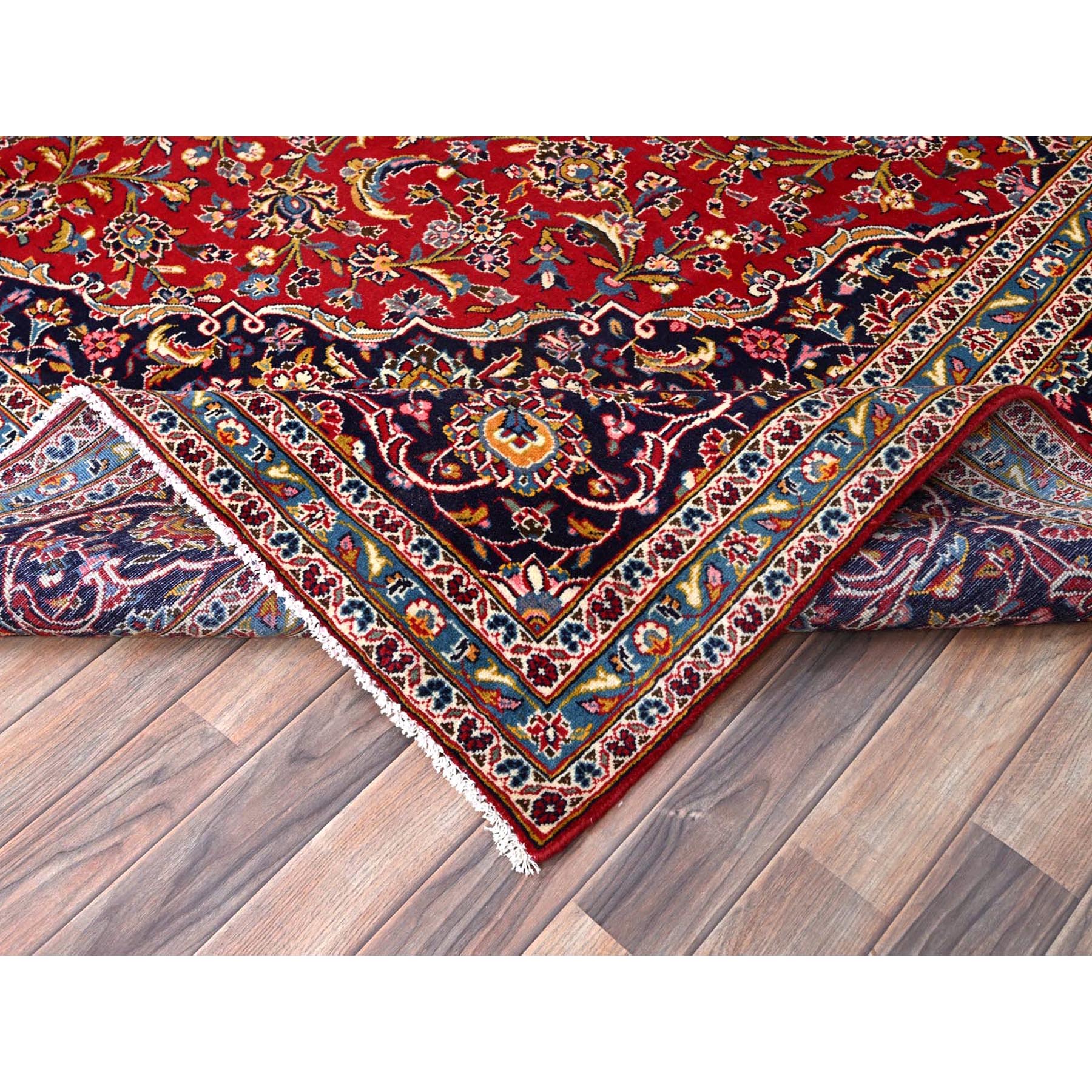 9'8"x12'10" Pepper Red,Old Persian Kashan With Central Medallion, Hand Knotted Extra Soft Wool, Sides and Ends Professionally Cleaned, Mint Condition, Full Pile and Soft, Oriental Rug Sh86427