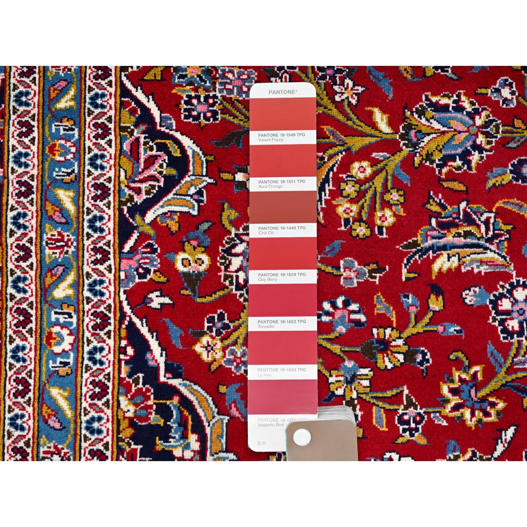 9'8"x12'10" Pepper Red,Old Persian Kashan With Central Medallion, Hand Knotted Extra Soft Wool, Sides and Ends Professionally Cleaned, Mint Condition, Full Pile and Soft, Oriental Rug Sh86427