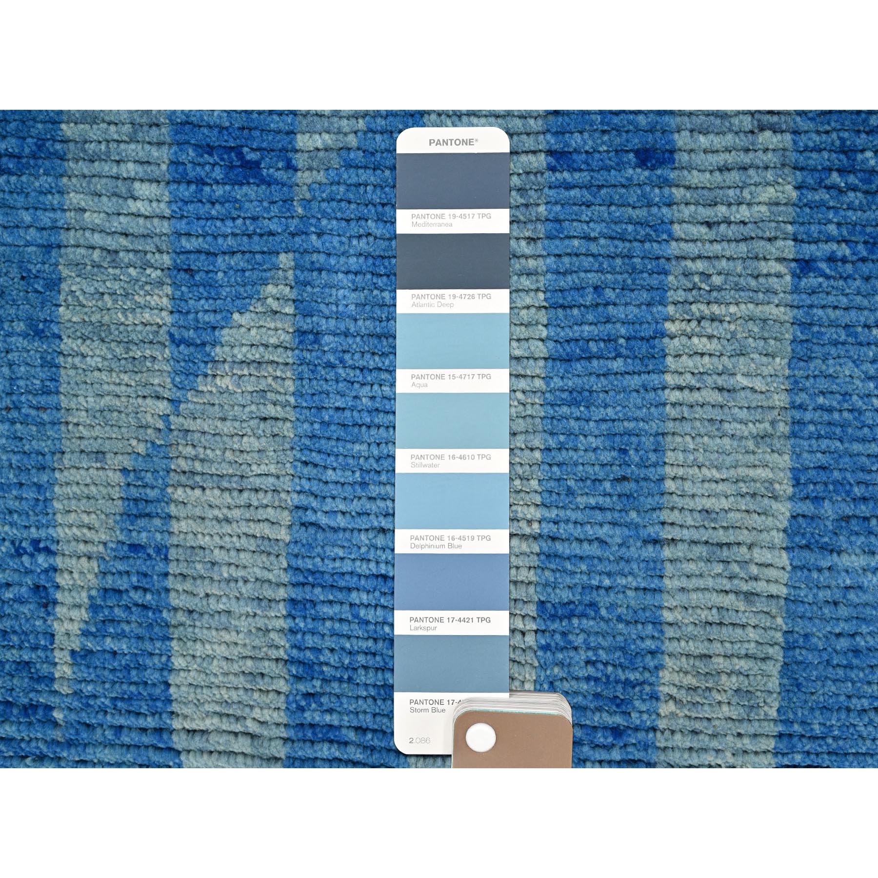 8'3"x10'5" Storm Blue With Modern Circular Design, Beni Ourain Moroccan Inspired Design, Extra Soft Wool, Natural Dyes, Hand Knotted Oriental Rug Sh86501