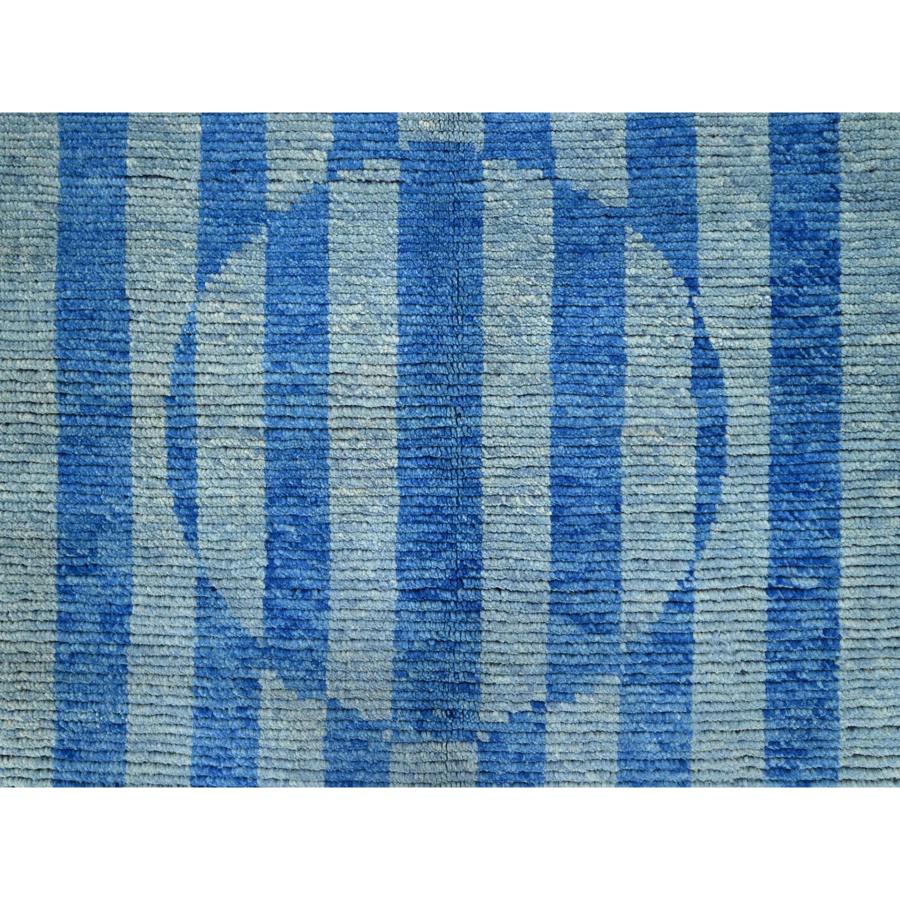 8'3"x10'5" Storm Blue With Modern Circular Design, Beni Ourain Moroccan Inspired Design, Extra Soft Wool, Natural Dyes, Hand Knotted Oriental Rug Sh86501