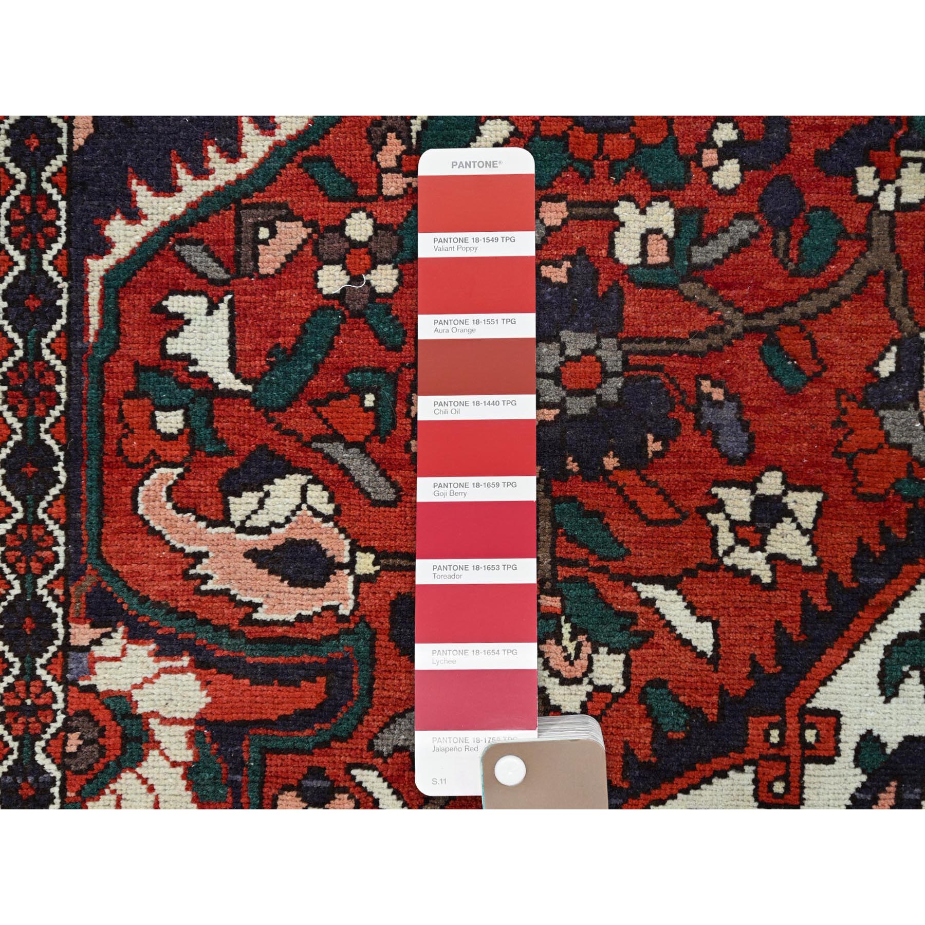 8'7"x11'2" Turkey Red With Ford Blue, Extra Soft Wool, Vintage Persian, Hand Knotted, Tribal Floor Art, Bakhtiar Oriental Rug Sh86618