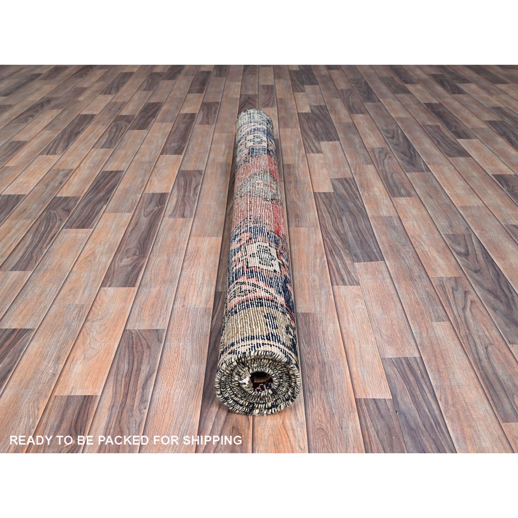 4'10"x8'3" Geranium Red, Nomad Creation and Rural Heritage, Worn Down, Hand Knotted Vintage Persian Viss, Distressed, Abrash, Organic Wool, Soft Pile, Oriental Rug Sh86672