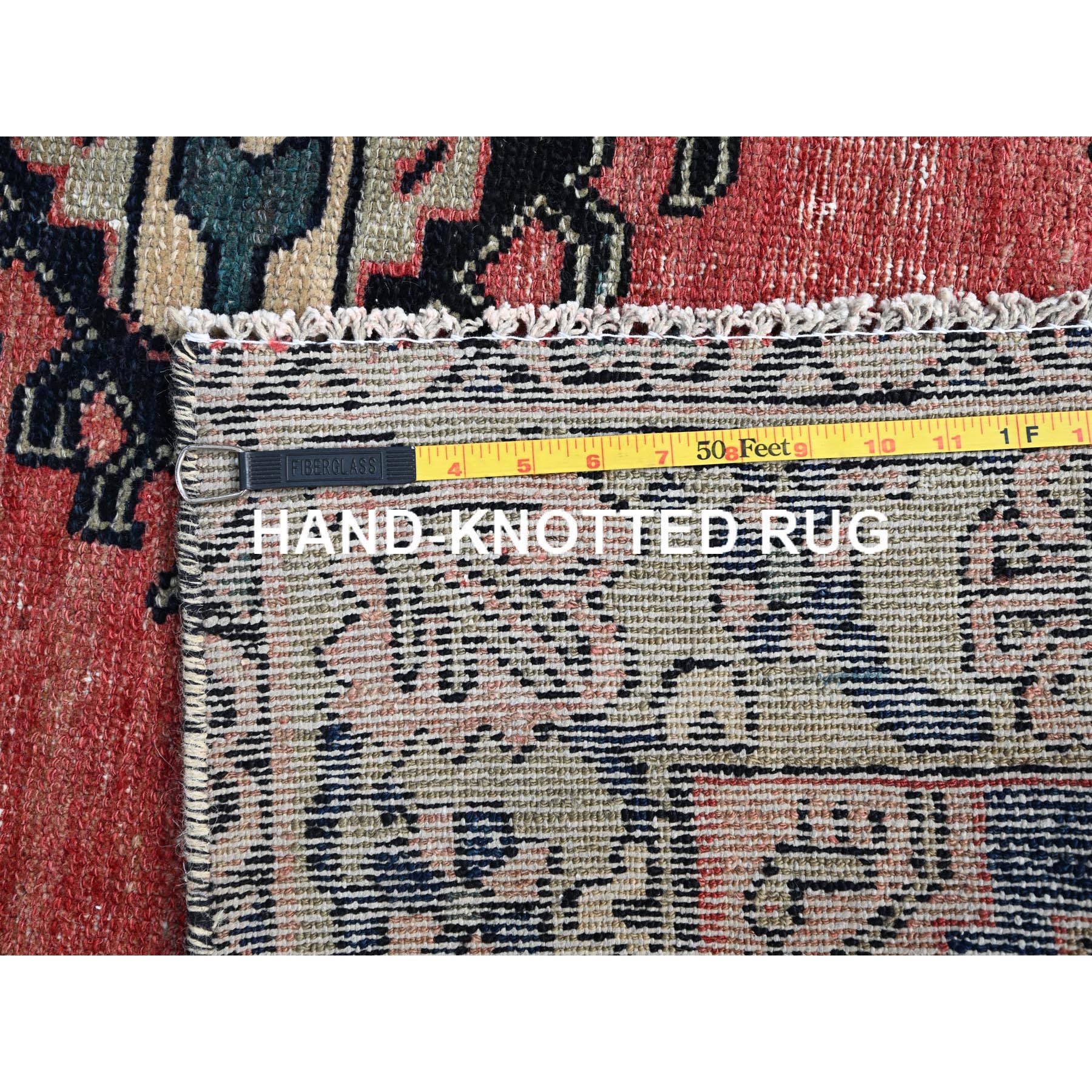 4'10"x8'3" Geranium Red, Nomad Creation and Rural Heritage, Worn Down, Hand Knotted Vintage Persian Viss, Distressed, Abrash, Organic Wool, Soft Pile, Oriental Rug Sh86672