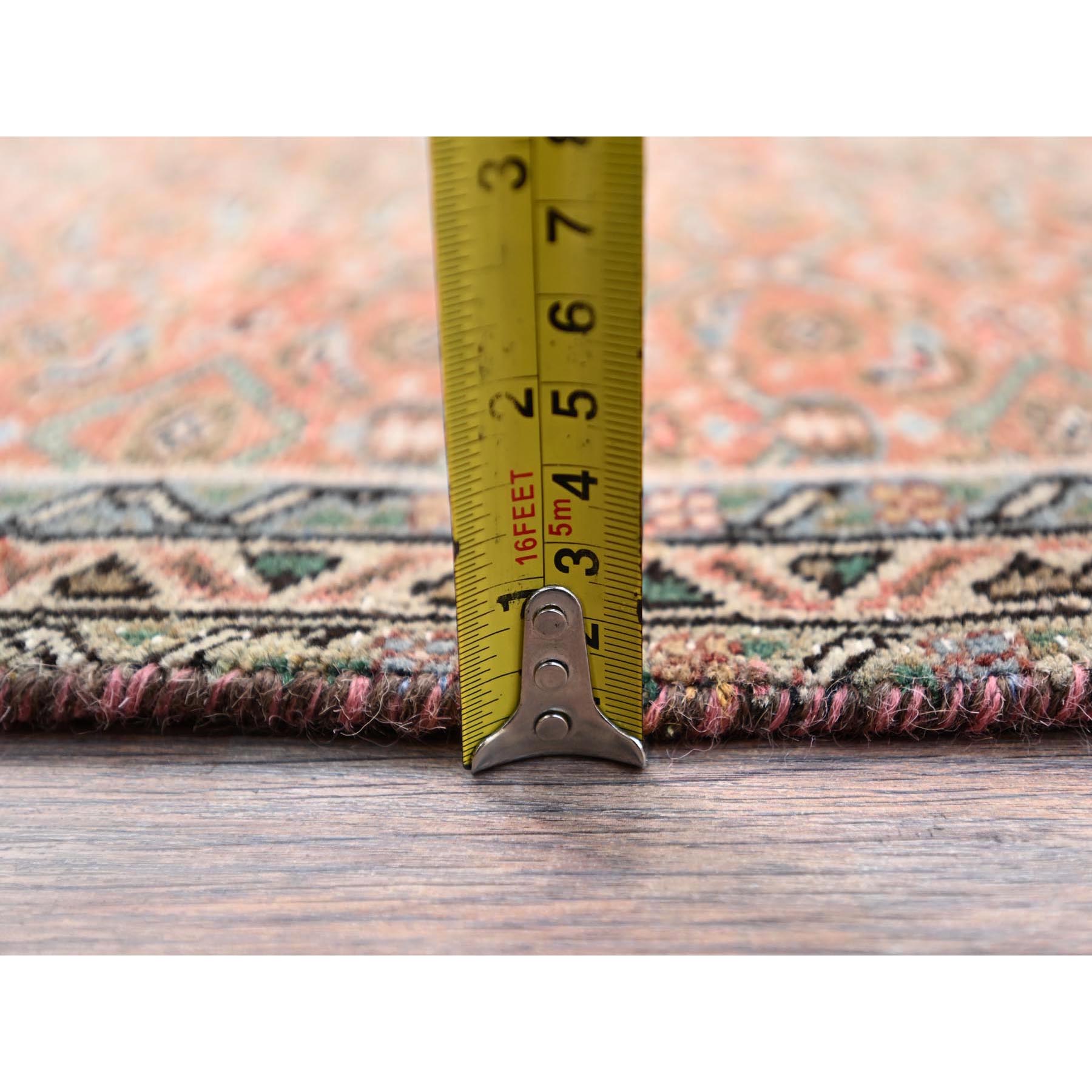 2'5"x3'8" Savanna Brown, Hand Knotted, Vintage North West Persian Fragment, All Over Design, Evenly Worn, Vibrant Wool, Cropped Thin, Distressed, Sides and Ends Professionally Secured, Abrash Mat Oriental Rug Sh86683