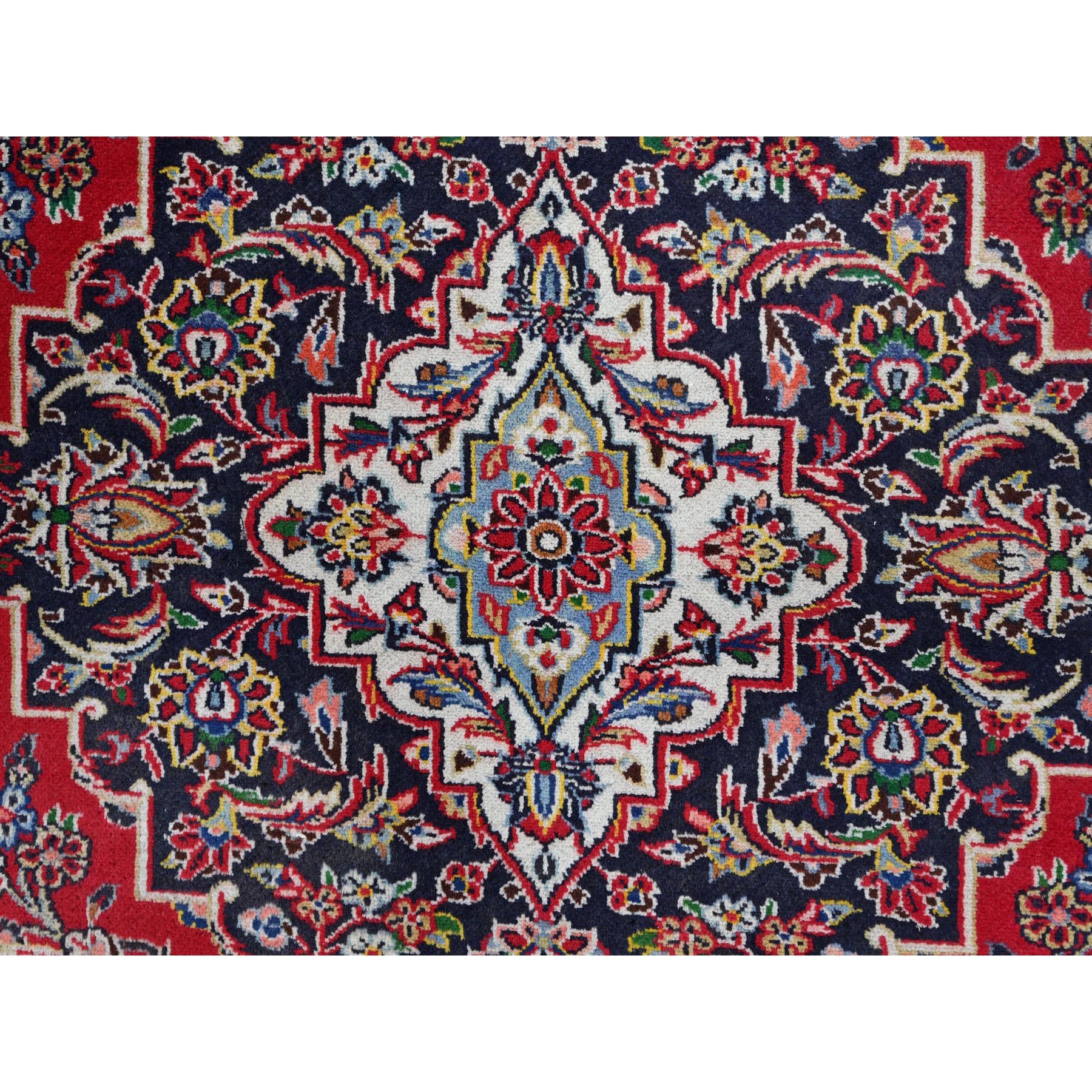 9'10"x13'1" Ketchup Red, Full Pile Vintage Persian Kashan, Hand Knotted Cleaned and Sides and Ends Professionally and Secured, Natural Wool, Denser Weave Oriental Rug Sh86700
