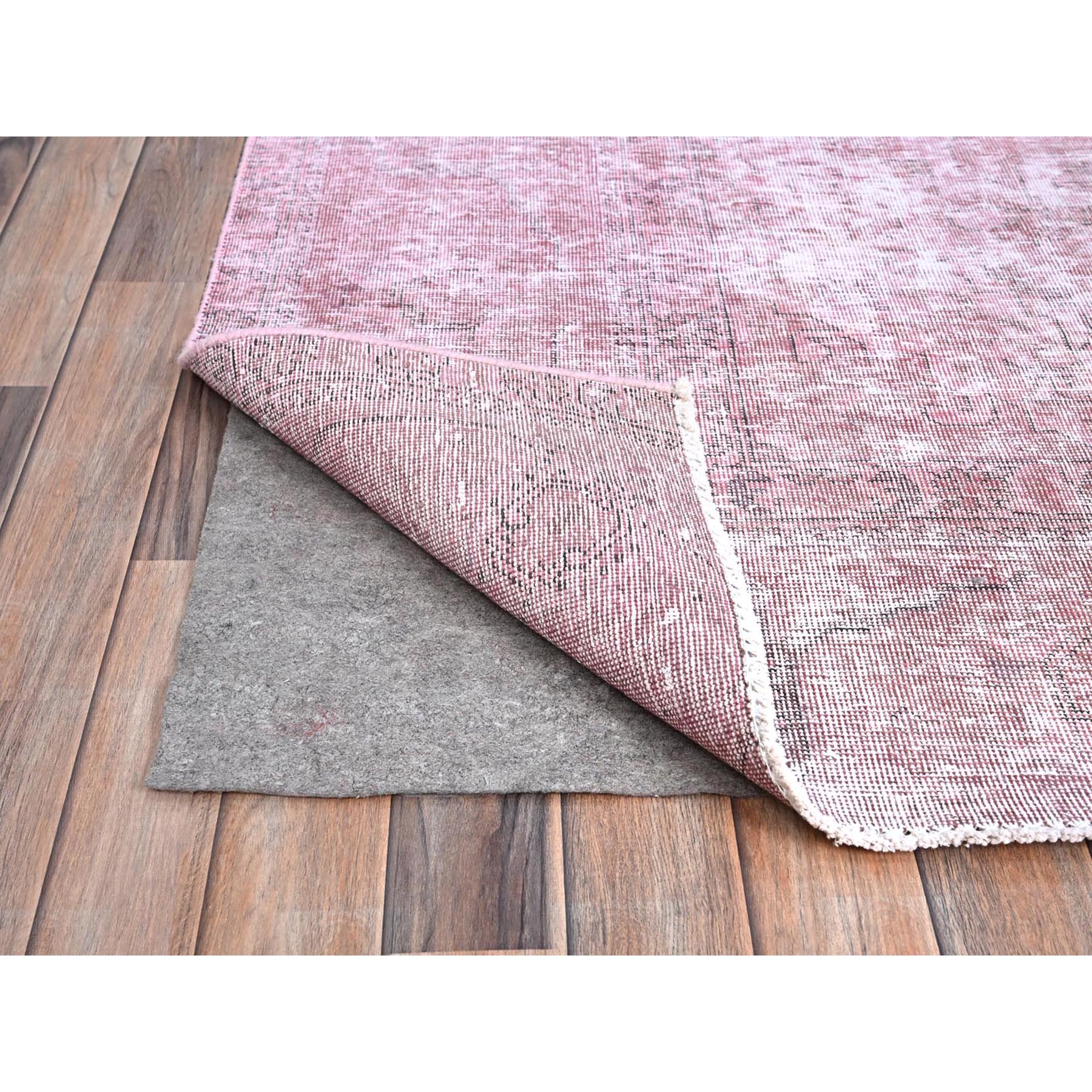 9'8"x11'10" Taffy Pink, Old Persian Tabriz, Hand Knotted, Distressed Look, Cropped Thin, Pure Wool, Sides and Ends Professionally Secured and Cleaned, Worn Down Oriental Rug Sh86929