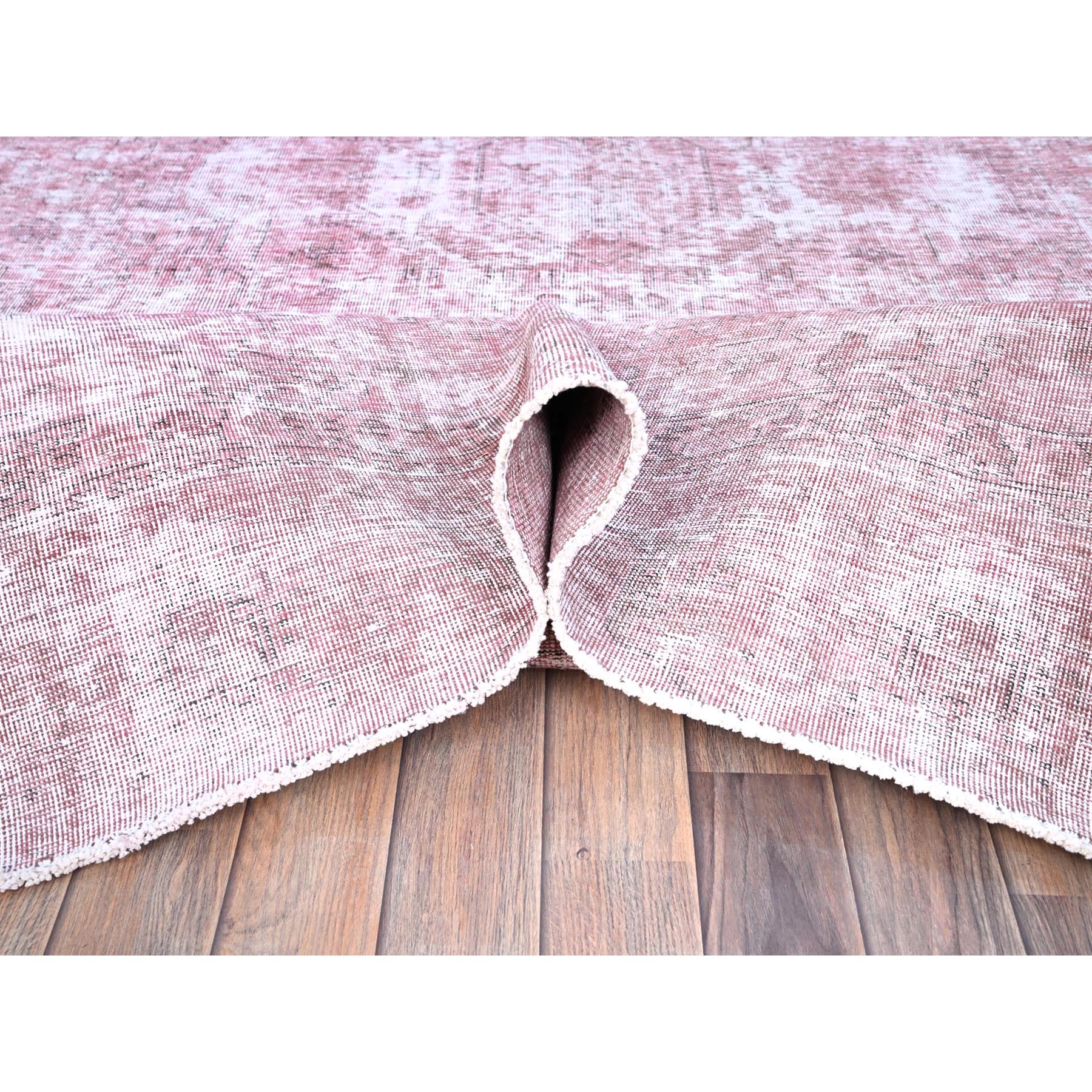 9'8"x11'10" Taffy Pink, Old Persian Tabriz, Hand Knotted, Distressed Look, Cropped Thin, Pure Wool, Sides and Ends Professionally Secured and Cleaned, Worn Down Oriental Rug Sh86929