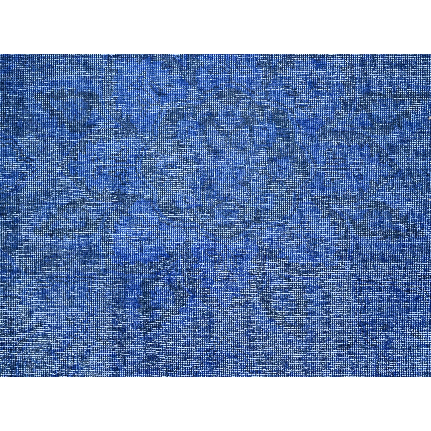 10'x12'7" Lyons Blue, Hand Knotted Vintage Persian Tabriz, Cleaned, Sides and Ends Professionally Secured, Overdyed Distressed, Sheared Low, Evenly Worn Natural Wool Oriental Rug Sh86933
