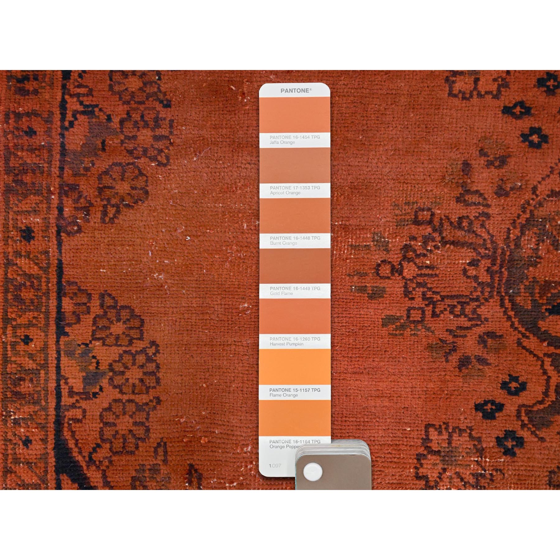 9'3"x12'1" Burnt Orange, Hand Knotted Pure Wool Cleaned, Sides and Ends Professionally Secured, Vintage Persian Tabriz With Open Field Design, Evenly Worn Overdyed Sheared Low, Distressed Oriental Rug Sh86934