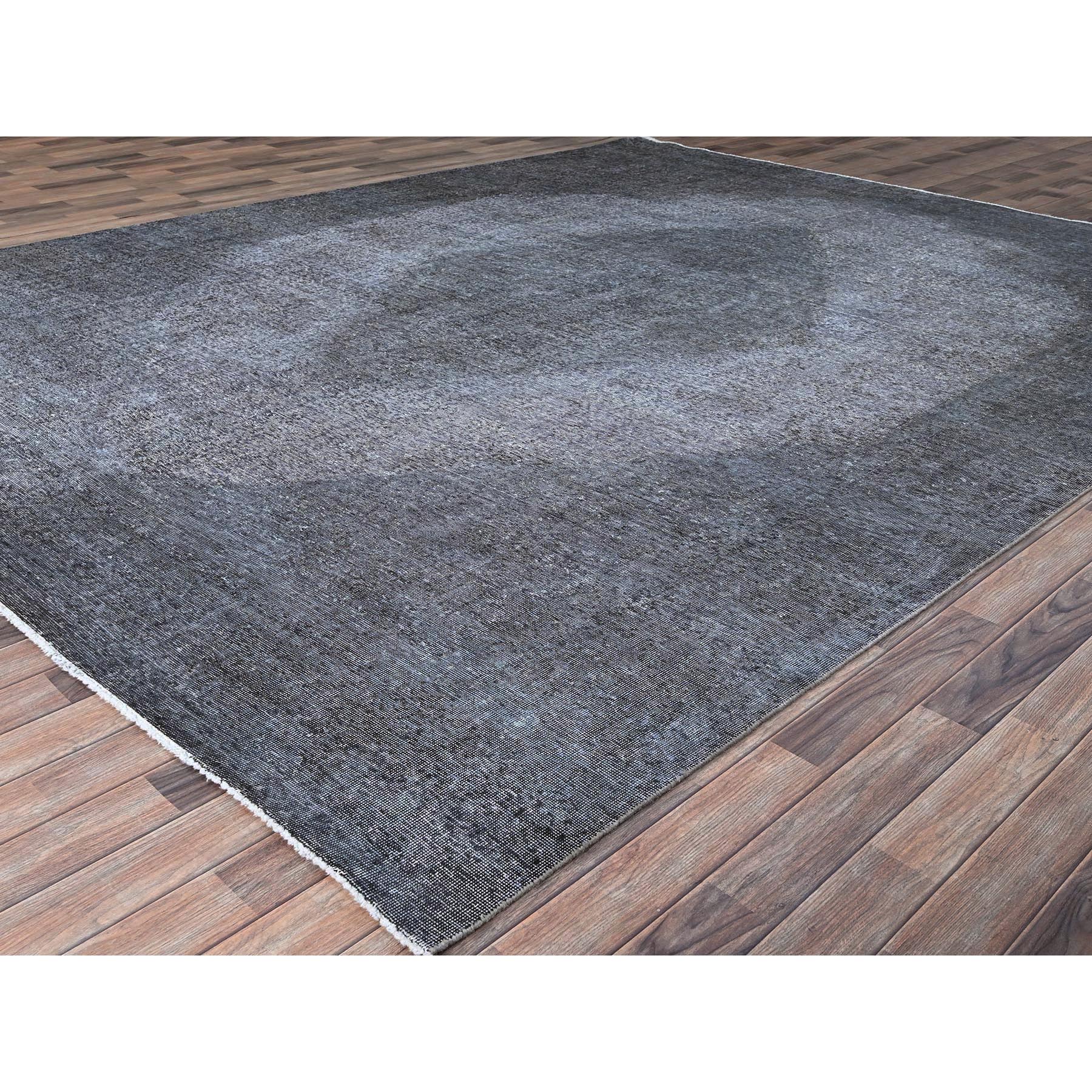 9'9"x12'7" Frost Gray, Distressed Look, Vintage Persian Tabriz, Sheared Low, Hand Knotted Sides and Ends Professionally Secured and Cleaned, Organic Wool, Evenly Worn, Oriental Rug Sh86935