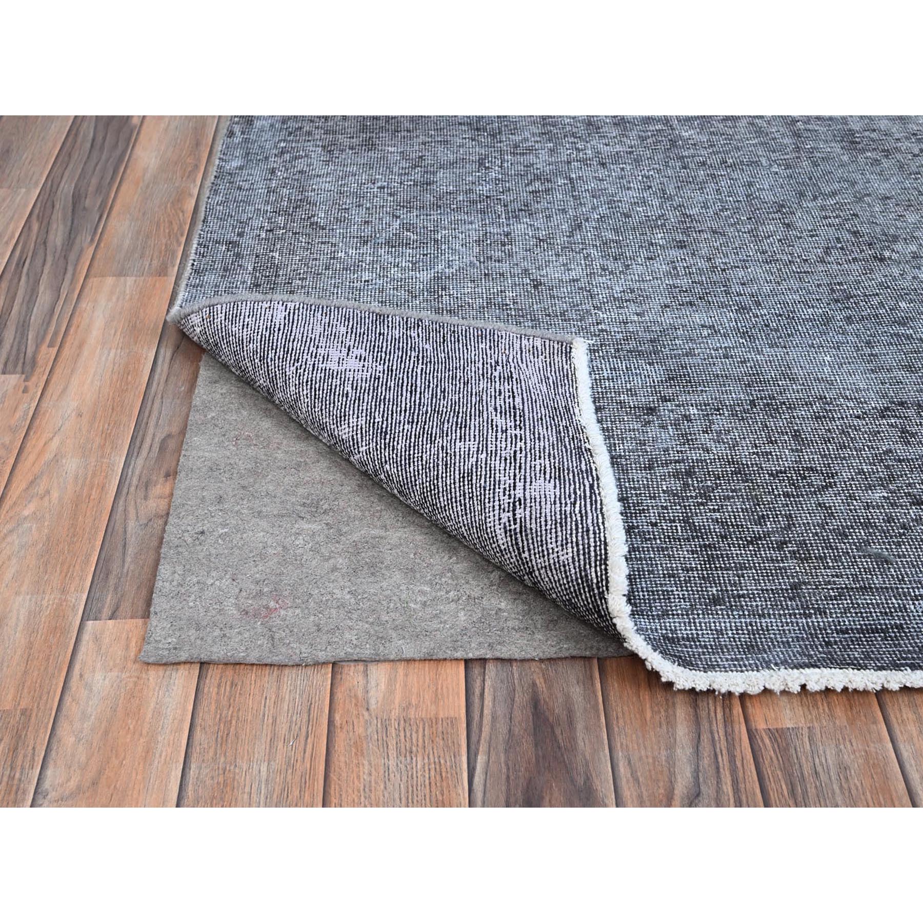 9'9"x12'7" Frost Gray, Distressed Look, Vintage Persian Tabriz, Sheared Low, Hand Knotted Sides and Ends Professionally Secured and Cleaned, Organic Wool, Evenly Worn, Oriental Rug Sh86935