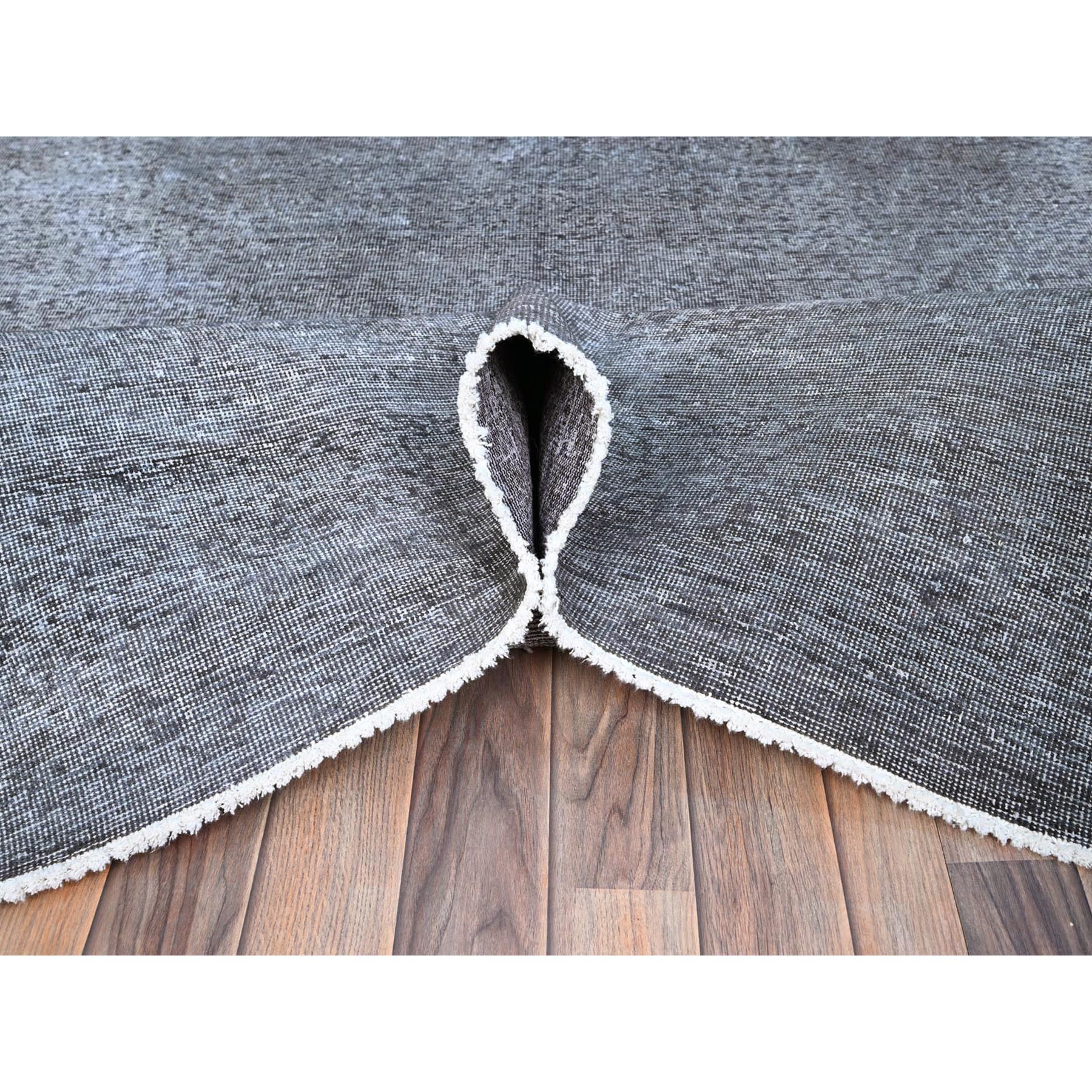 9'9"x12'7" Frost Gray, Distressed Look, Vintage Persian Tabriz, Sheared Low, Hand Knotted Sides and Ends Professionally Secured and Cleaned, Organic Wool, Evenly Worn, Oriental Rug Sh86935
