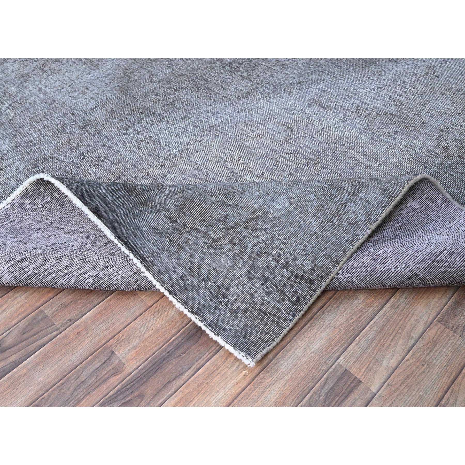 9'9"x12'7" Frost Gray, Distressed Look, Vintage Persian Tabriz, Sheared Low, Hand Knotted Sides and Ends Professionally Secured and Cleaned, Organic Wool, Evenly Worn, Oriental Rug Sh86935