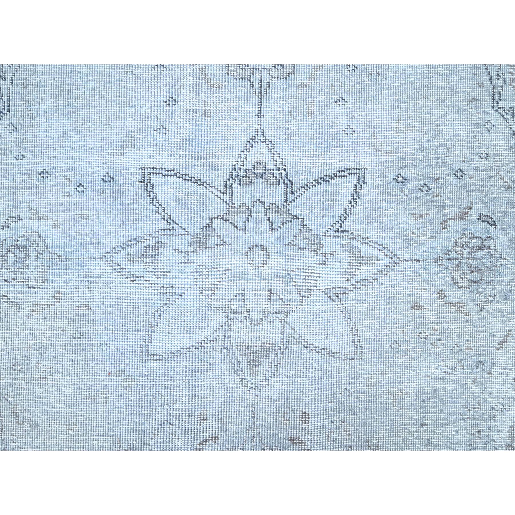 6'x8'10" Blue Gray, Hand Knotted Sides and Ends Professionally Secured and Cleaned, Vintage Persian Tabriz, Cropped Thin, Sheared Low, Evenly Worn, Shiny Wool, Oriental Distressed Rug Sh86937