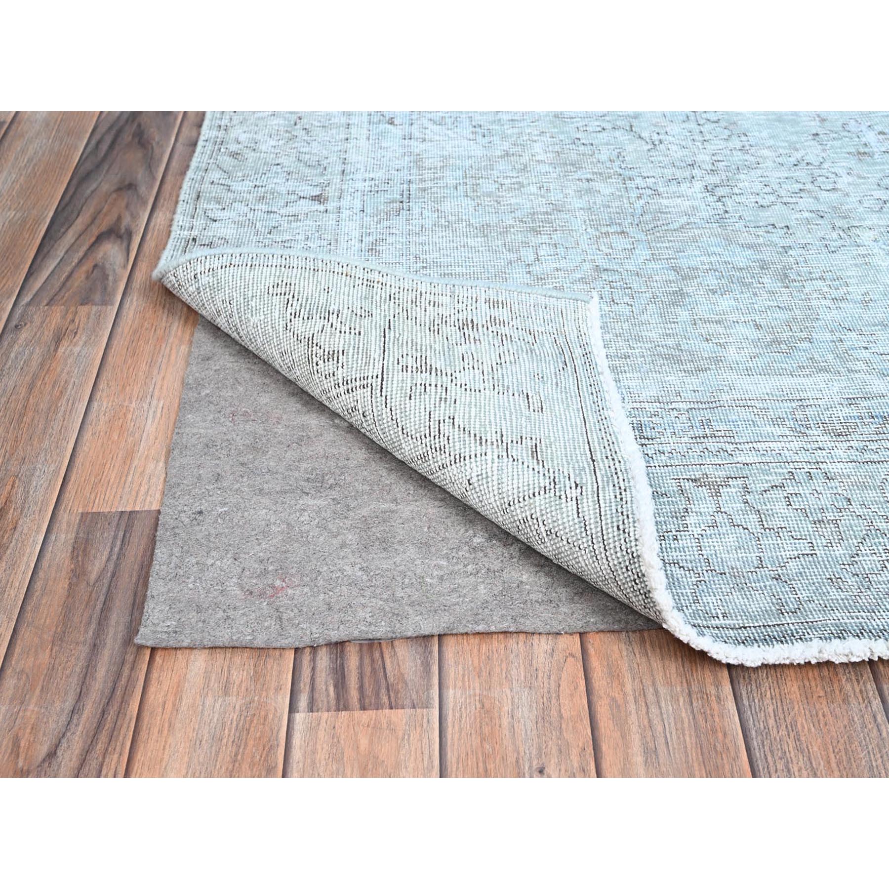 6'x8'9" Celestial Blue, Vintage Persian Tabriz, Hand Knotted Cropped Thin, Sheared Low, Evenly Worn, 100% Wool, Sides and Ends Professionally Secured and Cleaned, Oriental Distressed Rug Sh86938