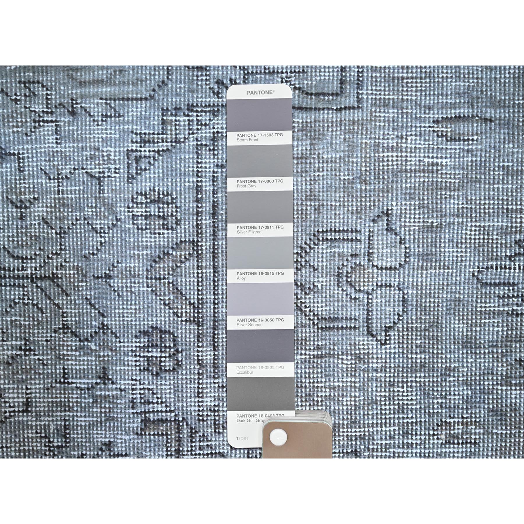 8'10"x12'4" Frost Gray, Vintage Persian Tabriz, Distressed Look, Organic Wool, Cropped Thin, Sides and Ends Professionally Secured and Cleaned, Sheared Low, Hand Knotted, Oriental Rug Sh86940