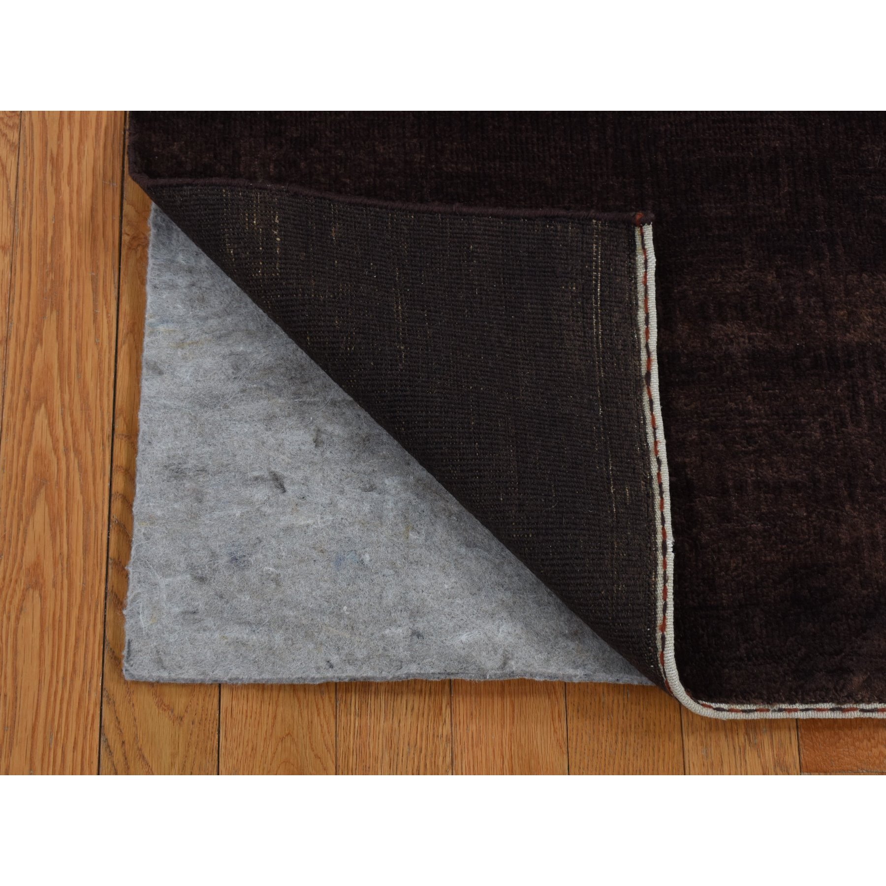 4'x5'8" Bistre Brown, Hand Knotted, Wool and Silk, Roman Key Design, Tone on Tone, Nepali, Oriental Rug Sh87183