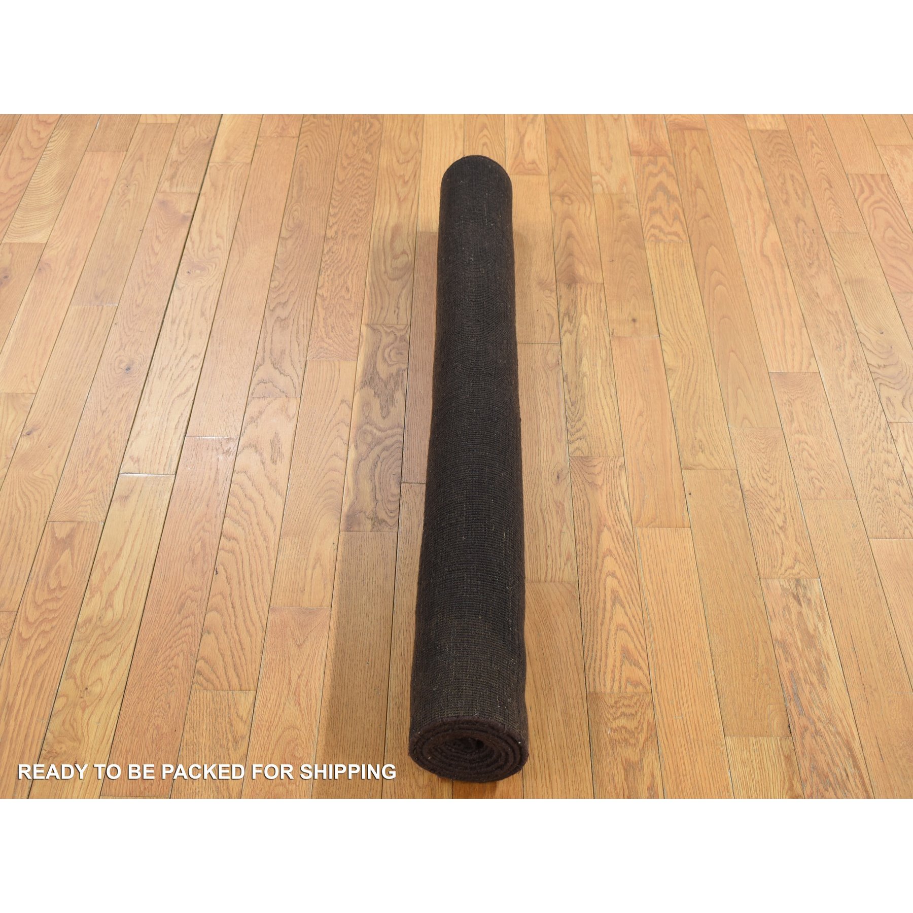 4'x5'8" Bistre Brown, Hand Knotted, Wool and Silk, Roman Key Design, Tone on Tone, Nepali, Oriental Rug Sh87183