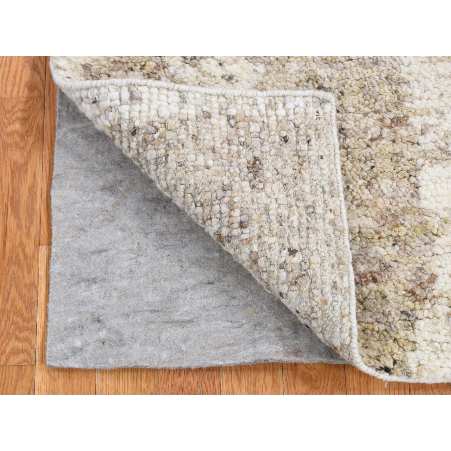 3'x3' Khaki Brown, Organic Wool, Tone on Tone, Soft and Vibrant Pile, Sustainable, Undyed, Natural Abrash, Thick Chunky Texture, Hand Knotted, Sample Oriental Rug Sh87190