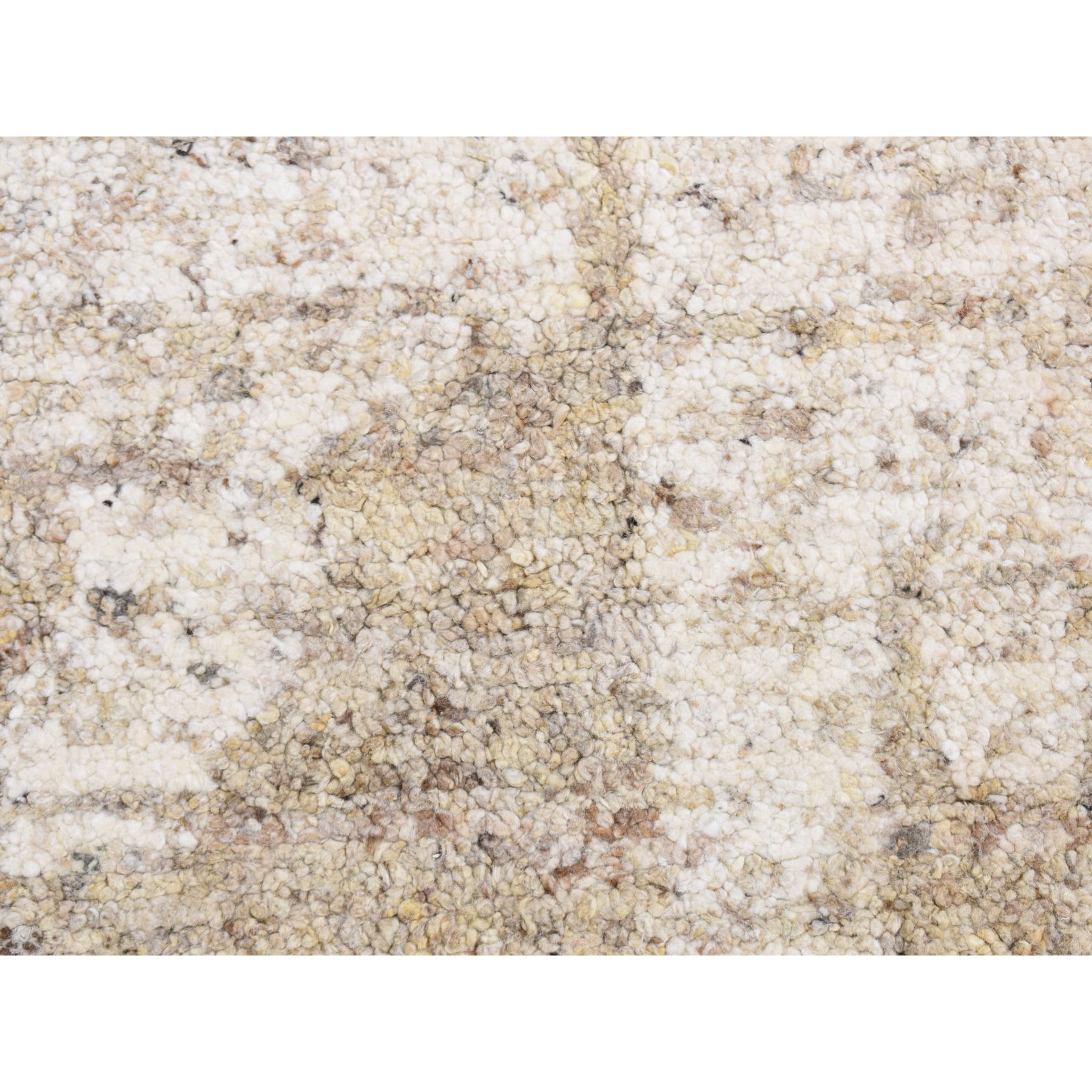 3'x3' Khaki Brown, Organic Wool, Tone on Tone, Soft and Vibrant Pile, Sustainable, Undyed, Natural Abrash, Thick Chunky Texture, Hand Knotted, Sample Oriental Rug Sh87190