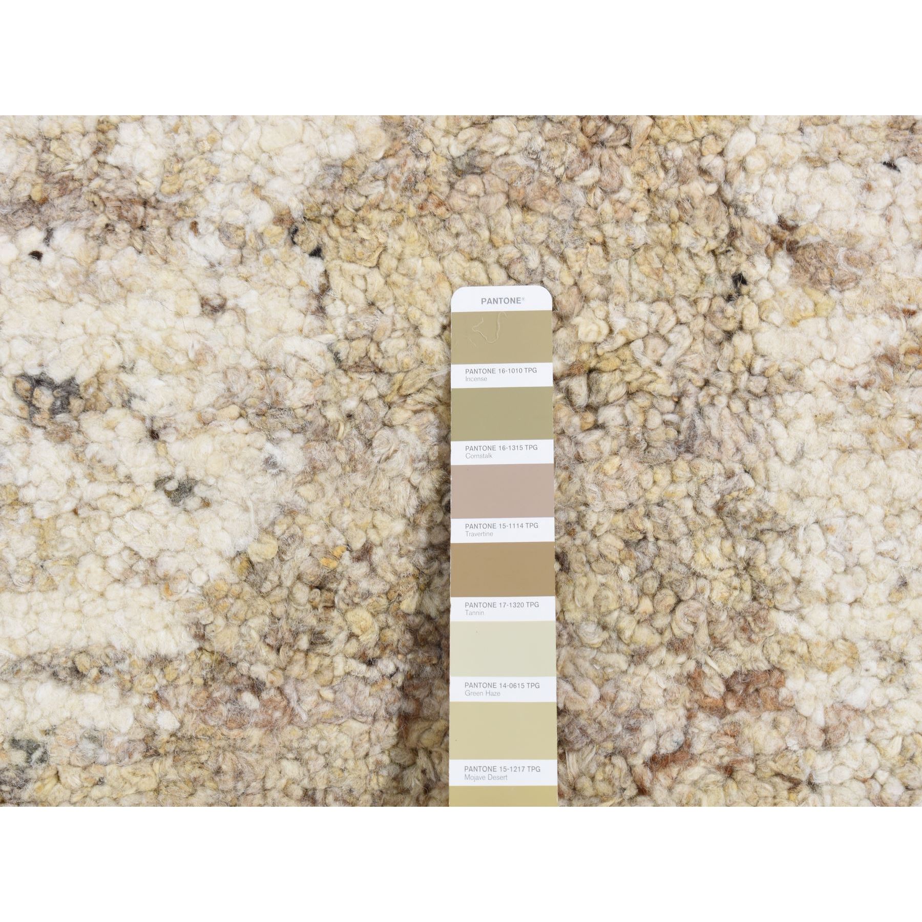 3'x3' Khaki Brown, Organic Wool, Tone on Tone, Soft and Vibrant Pile, Sustainable, Undyed, Natural Abrash, Thick Chunky Texture, Hand Knotted, Sample Oriental Rug Sh87190