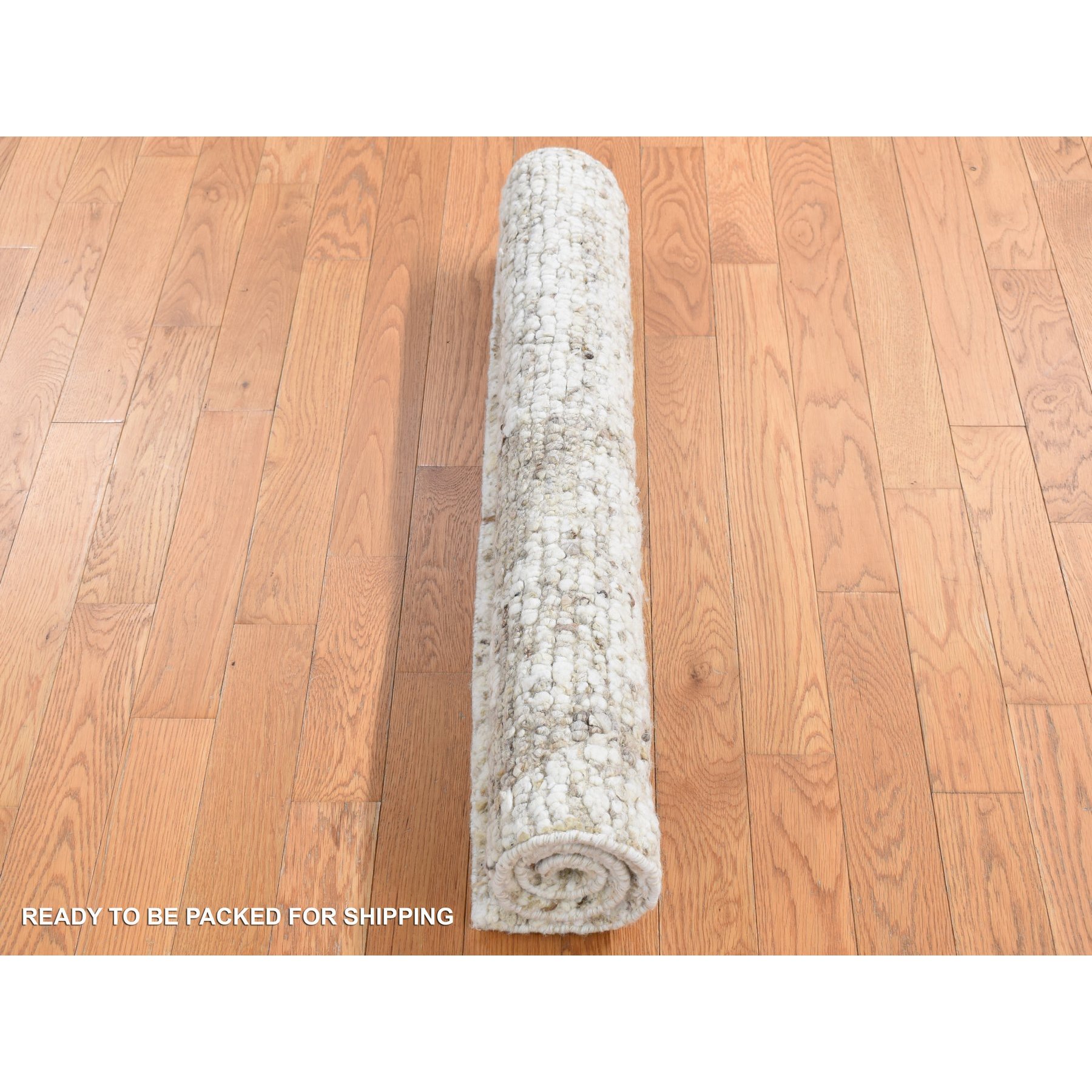 3'x3' Khaki Brown, Organic Wool, Tone on Tone, Soft and Vibrant Pile, Sustainable, Undyed, Natural Abrash, Thick Chunky Texture, Hand Knotted, Sample Oriental Rug Sh87190