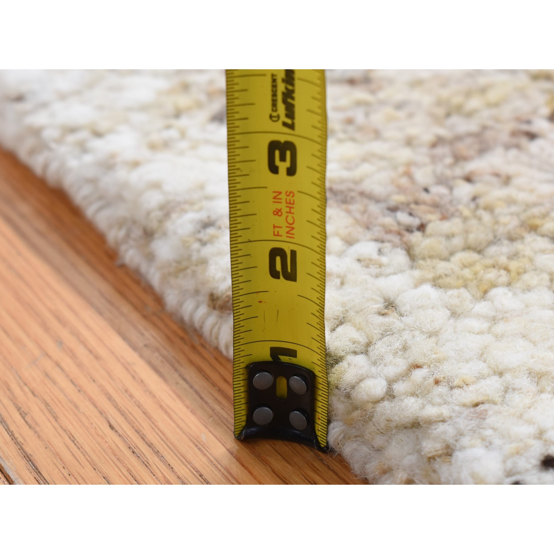3'x3' Khaki Brown, Organic Wool, Tone on Tone, Soft and Vibrant Pile, Sustainable, Undyed, Natural Abrash, Thick Chunky Texture, Hand Knotted, Sample Oriental Rug Sh87190