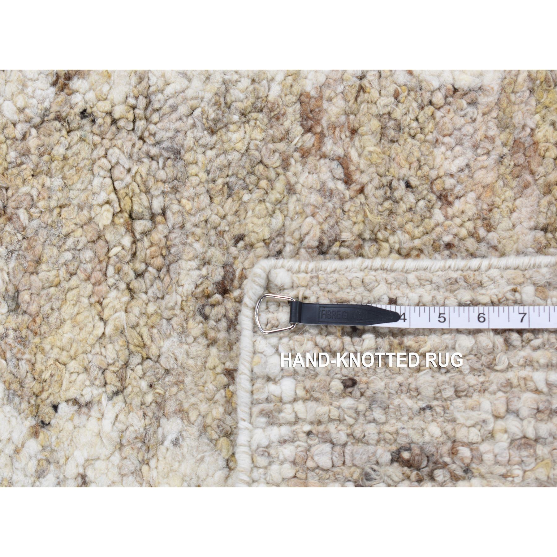 3'x3' Khaki Brown, Organic Wool, Tone on Tone, Soft and Vibrant Pile, Sustainable, Undyed, Natural Abrash, Thick Chunky Texture, Hand Knotted, Sample Oriental Rug Sh87190