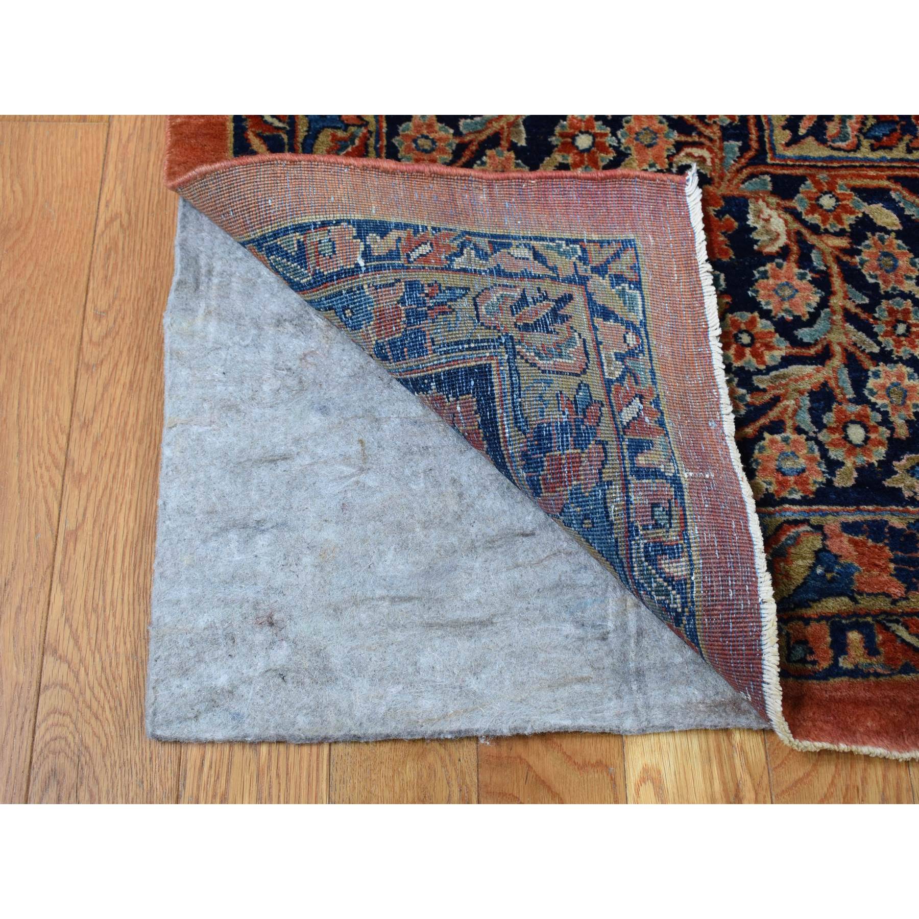 10'6"x19'3" Prismatic Red, Antique Persian Sarouk, Pure Wool, Full Pile, Mint Condition, Hand Knotted, Clean and Soft, Long and Narrow Shape, Oriental Rug Sh87403