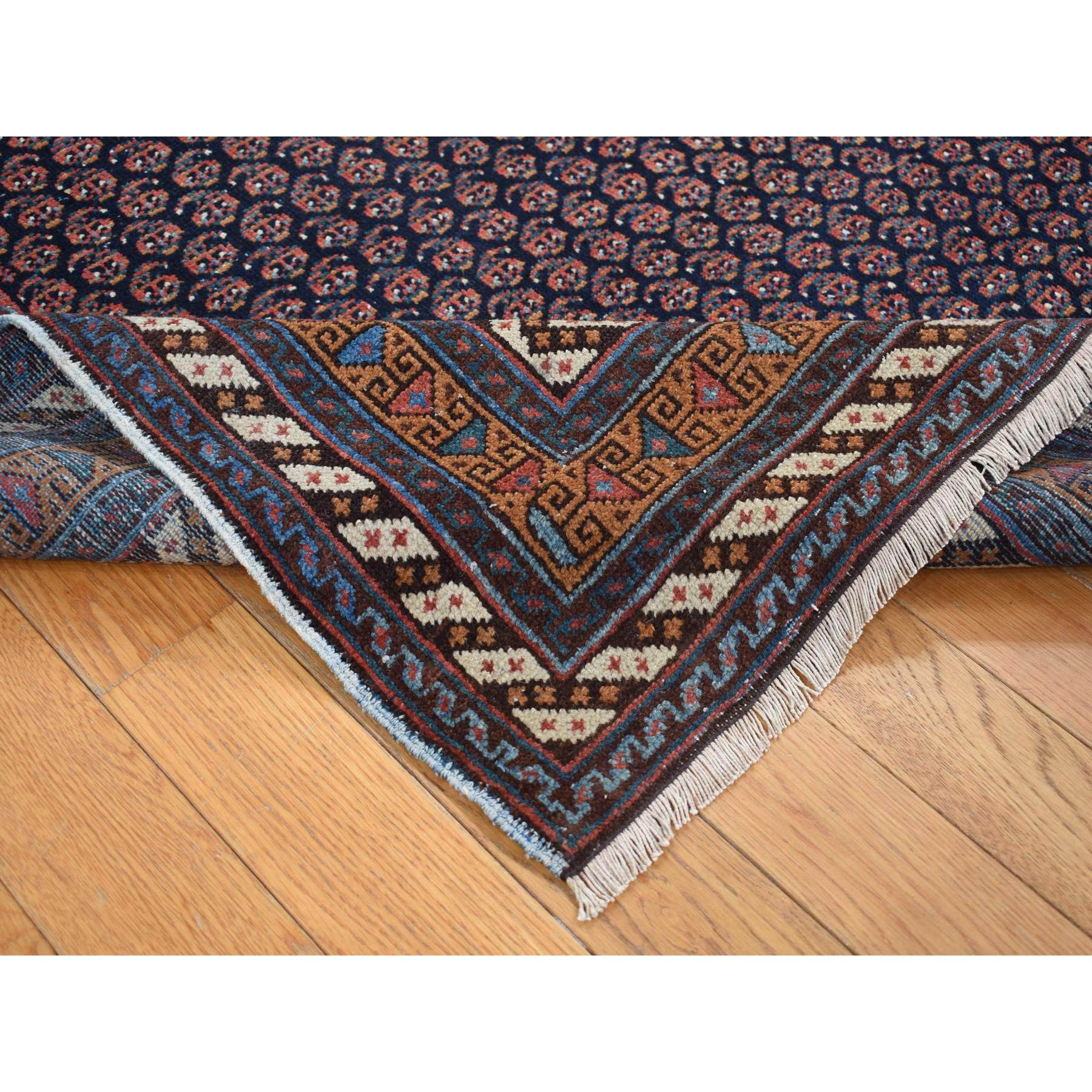 4'4"x6'10" Yankees Blue, Antique Persian Afshar with All Over Small Repetitive Boteh Design, Mint Condition, Soft and Clean, Hand Knotted, Pure Wool, Oriental Rug Sh87404
