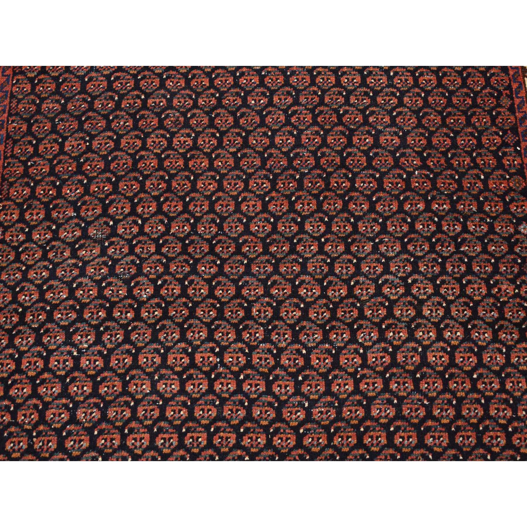 4'4"x6'10" Yankees Blue, Antique Persian Afshar with All Over Small Repetitive Boteh Design, Mint Condition, Soft and Clean, Hand Knotted, Pure Wool, Oriental Rug Sh87404