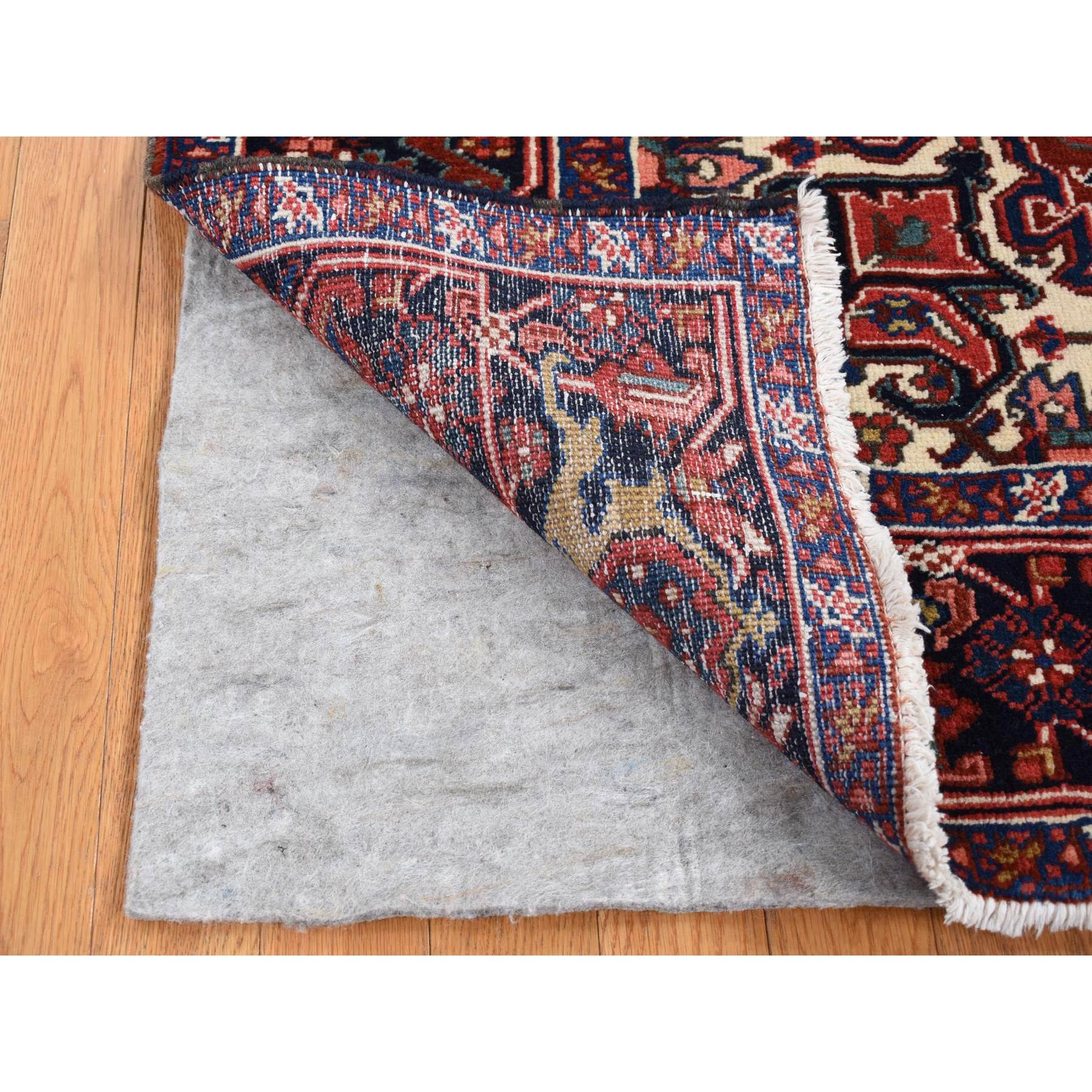 4'7"x6'8" Barn Red, Semi Antique Persian Heriz, Mint Condition, Hand Knotted, Pure Wool, Soft and Clean, Rare Smaller Size, Oriental Rug Sh87405