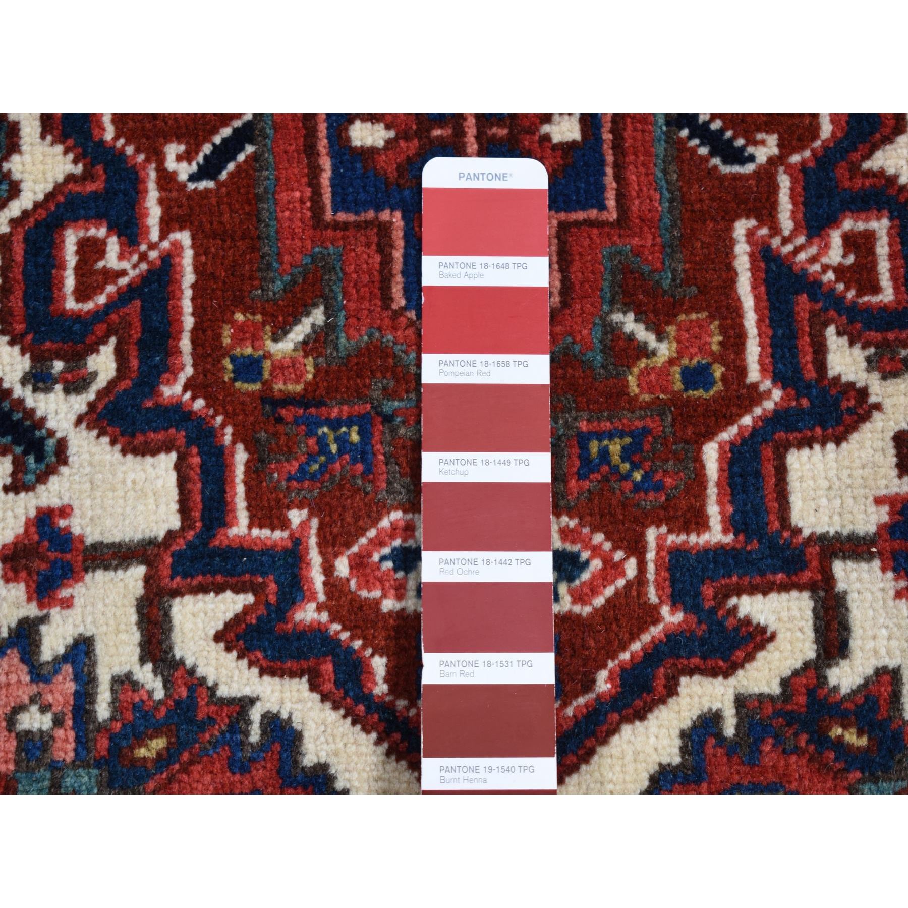 4'7"x6'8" Barn Red, Semi Antique Persian Heriz, Mint Condition, Hand Knotted, Pure Wool, Soft and Clean, Rare Smaller Size, Oriental Rug Sh87405
