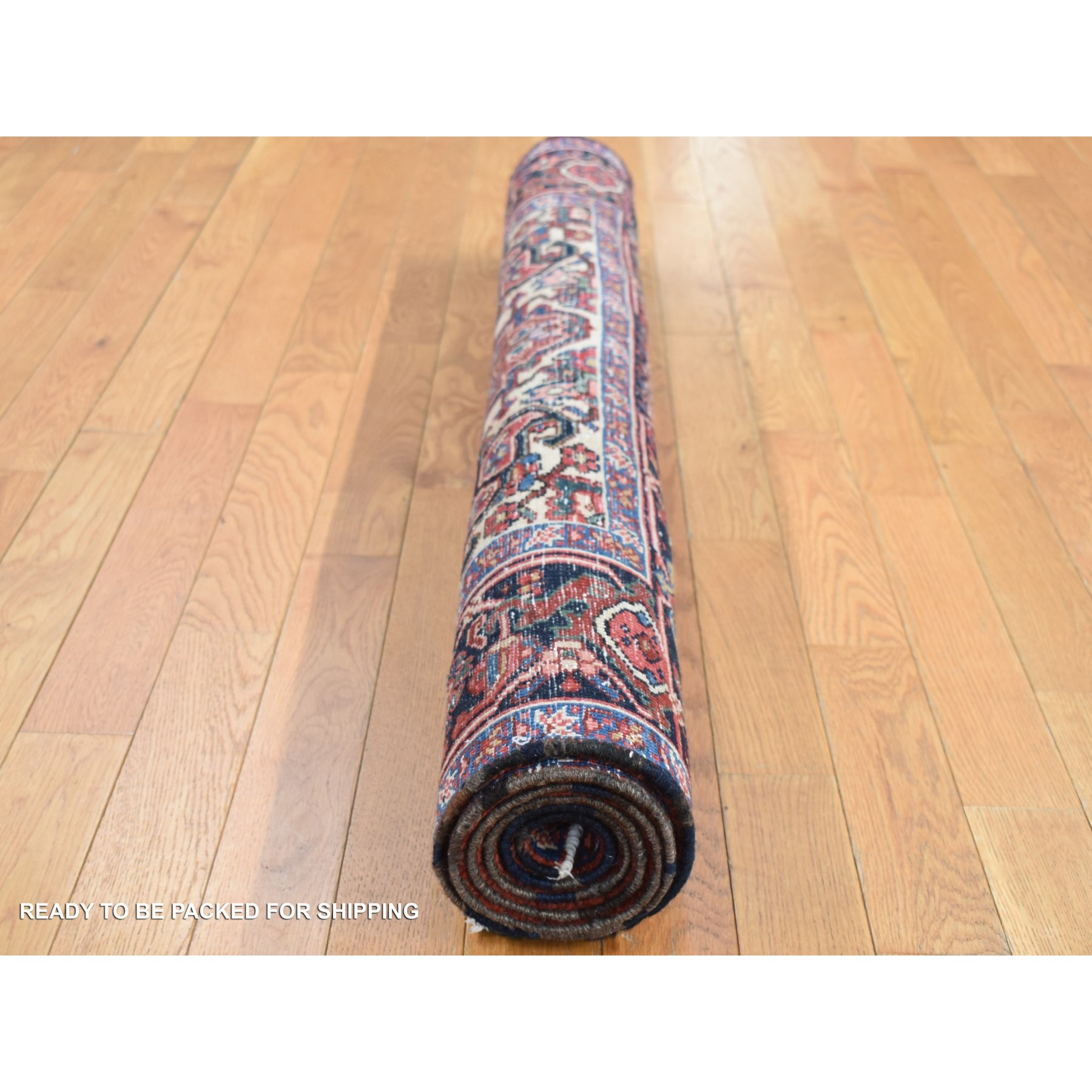 4'7"x6'8" Barn Red, Semi Antique Persian Heriz, Mint Condition, Hand Knotted, Pure Wool, Soft and Clean, Rare Smaller Size, Oriental Rug Sh87405