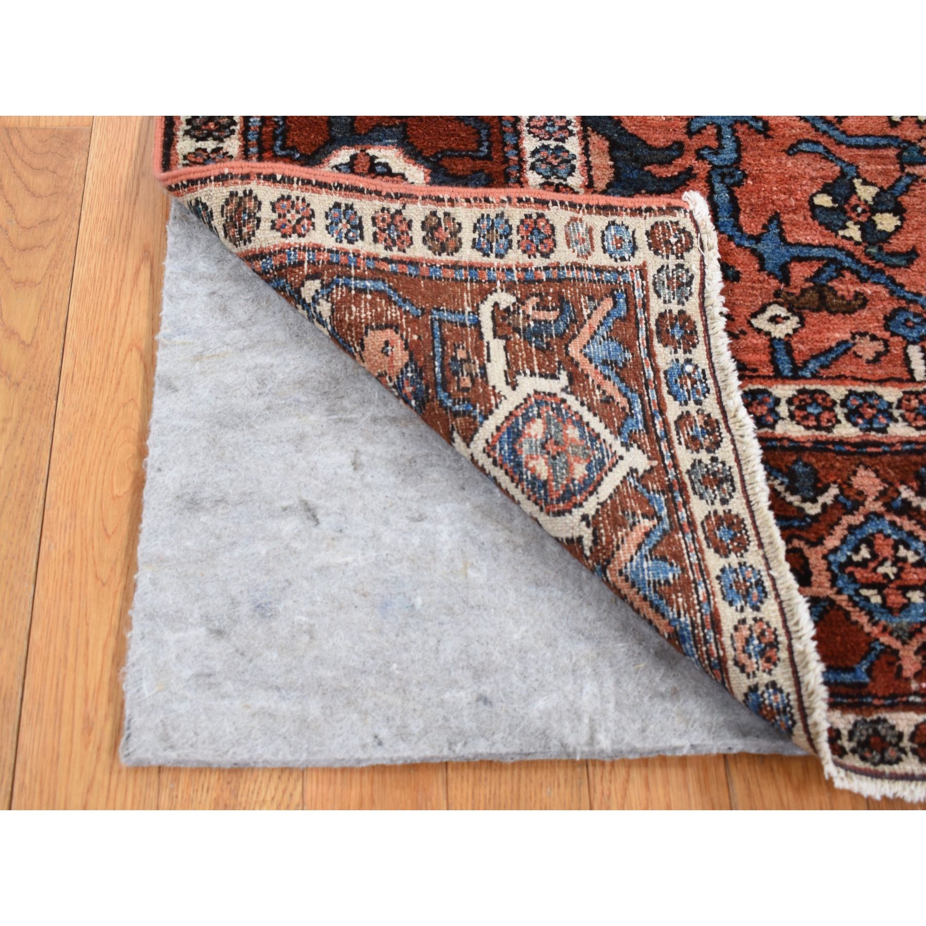 4'9"x6'1" Indian Red, Antique Persian Heriz, Hand Knotted, Pure Wool, Great Condition, Sides and Ends Professionally Secured, Cleaned, Rare Smaller Size, Oriental Rug Sh87406