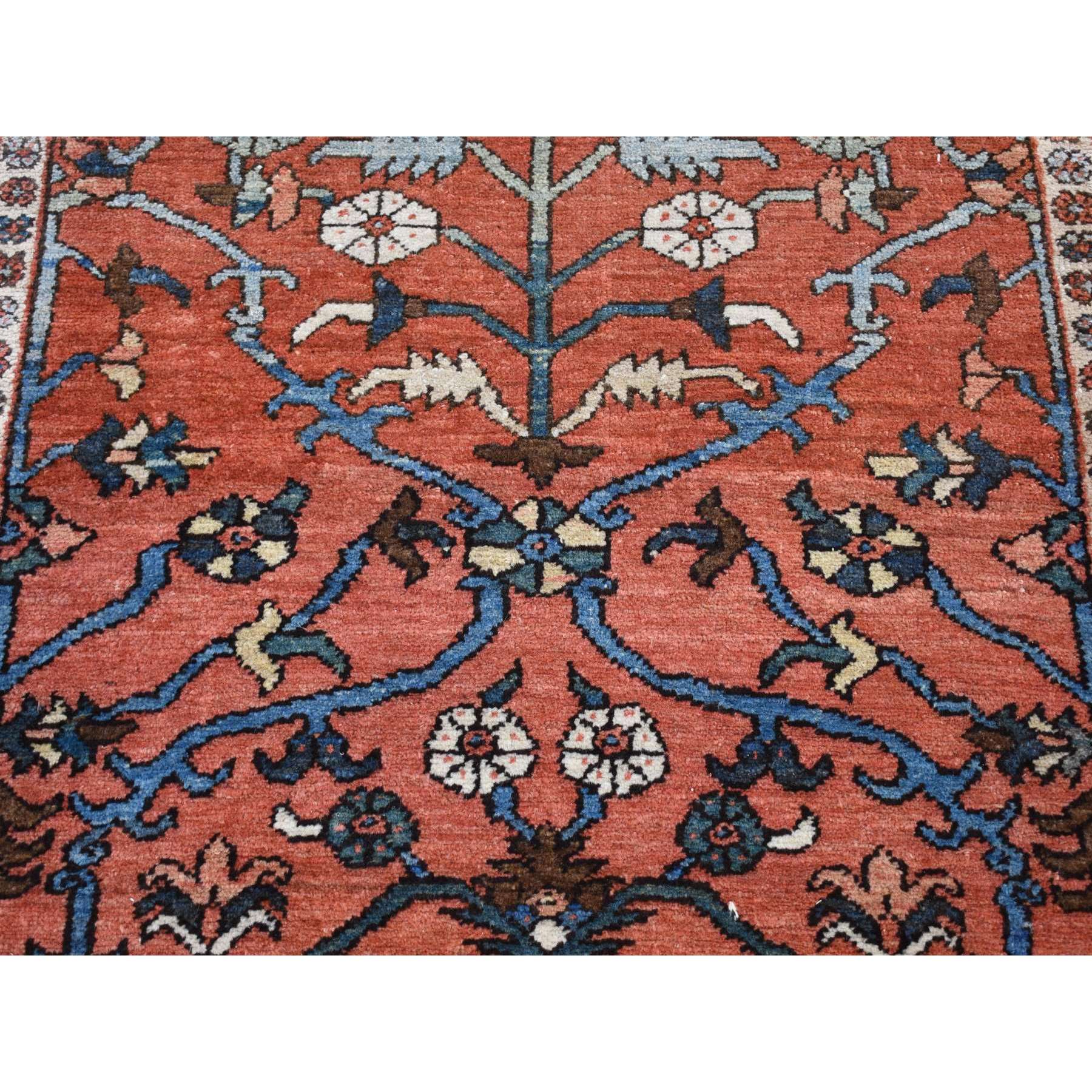 4'9"x6'1" Indian Red, Antique Persian Heriz, Hand Knotted, Pure Wool, Great Condition, Sides and Ends Professionally Secured, Cleaned, Rare Smaller Size, Oriental Rug Sh87406