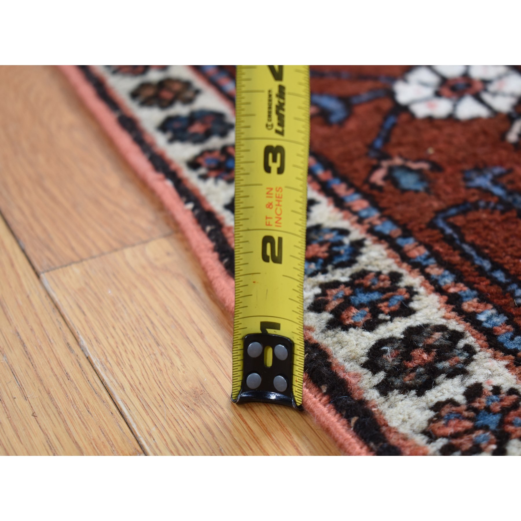 4'9"x6'1" Indian Red, Antique Persian Heriz, Hand Knotted, Pure Wool, Great Condition, Sides and Ends Professionally Secured, Cleaned, Rare Smaller Size, Oriental Rug Sh87406