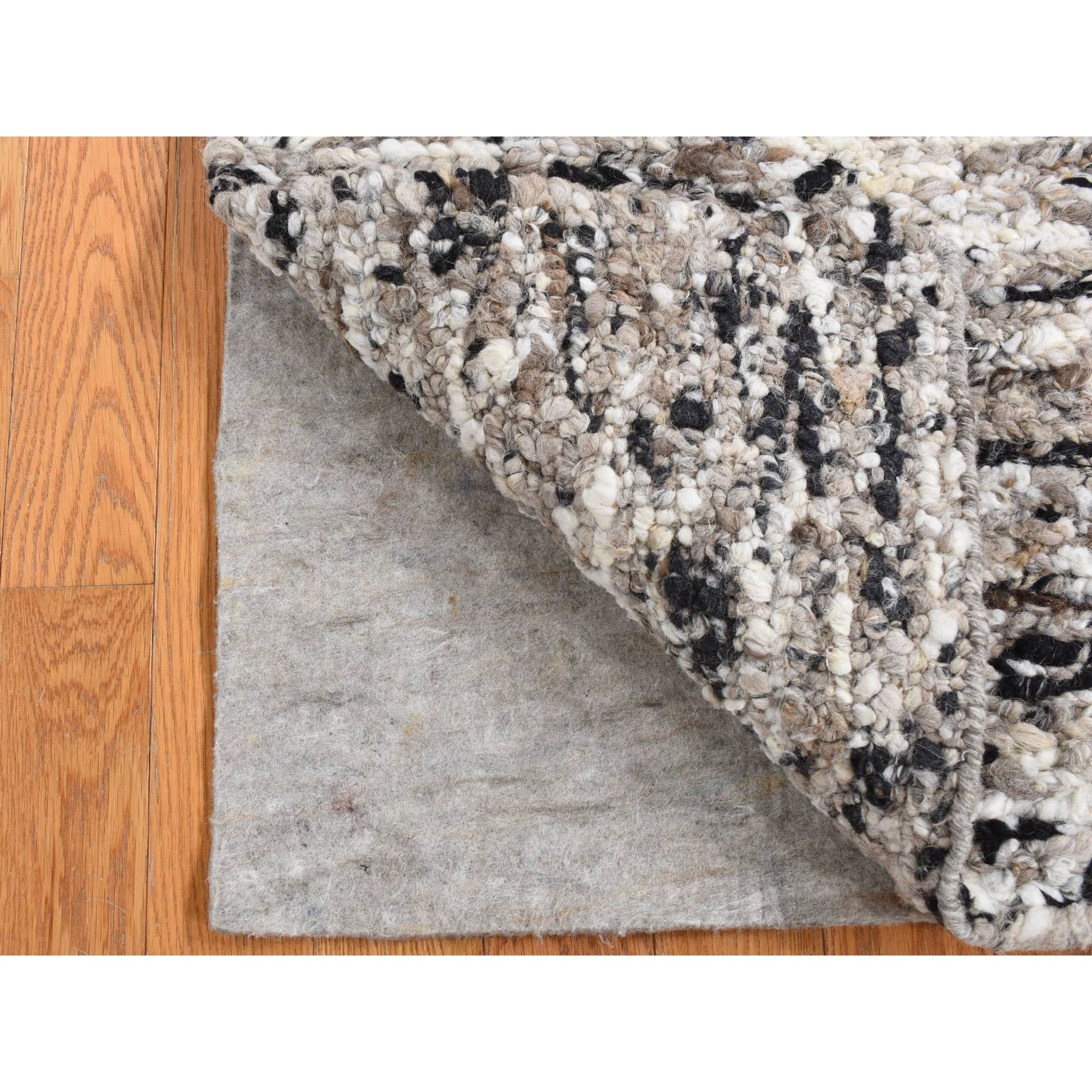 1'9"x1'9" Salt and Pepper Color, 100% Wool, Hand Knotted, Salt and Pepper Design, Sample Fragment, Square Oriental Rug Sh87411