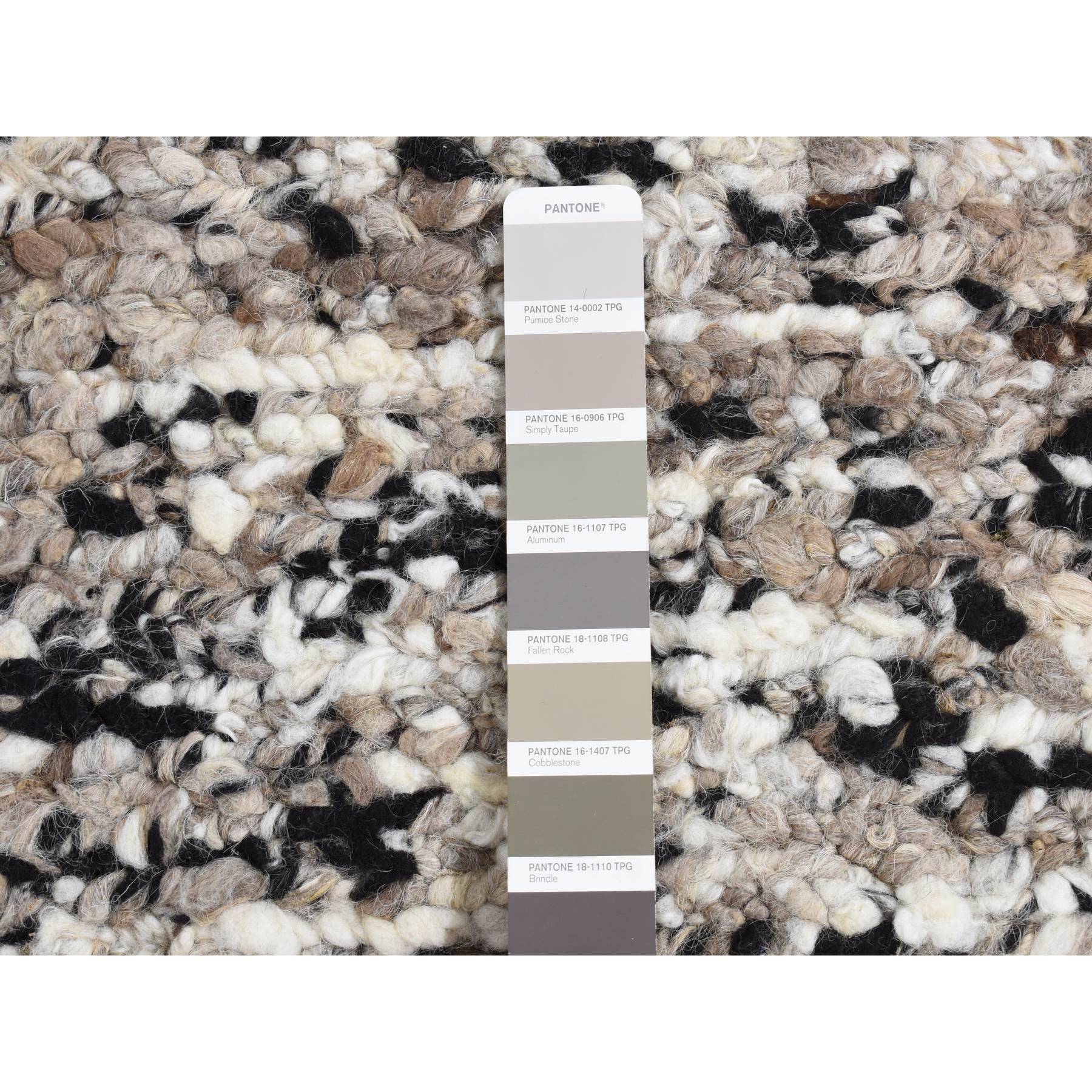 1'9"x1'9" Salt and Pepper Color, 100% Wool, Hand Knotted, Salt and Pepper Design, Sample Fragment, Square Oriental Rug Sh87411
