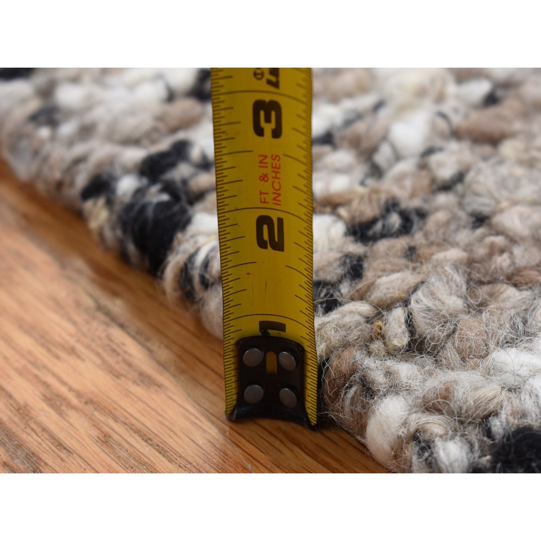 1'9"x1'9" Salt and Pepper Color, 100% Wool, Hand Knotted, Salt and Pepper Design, Sample Fragment, Square Oriental Rug Sh87411