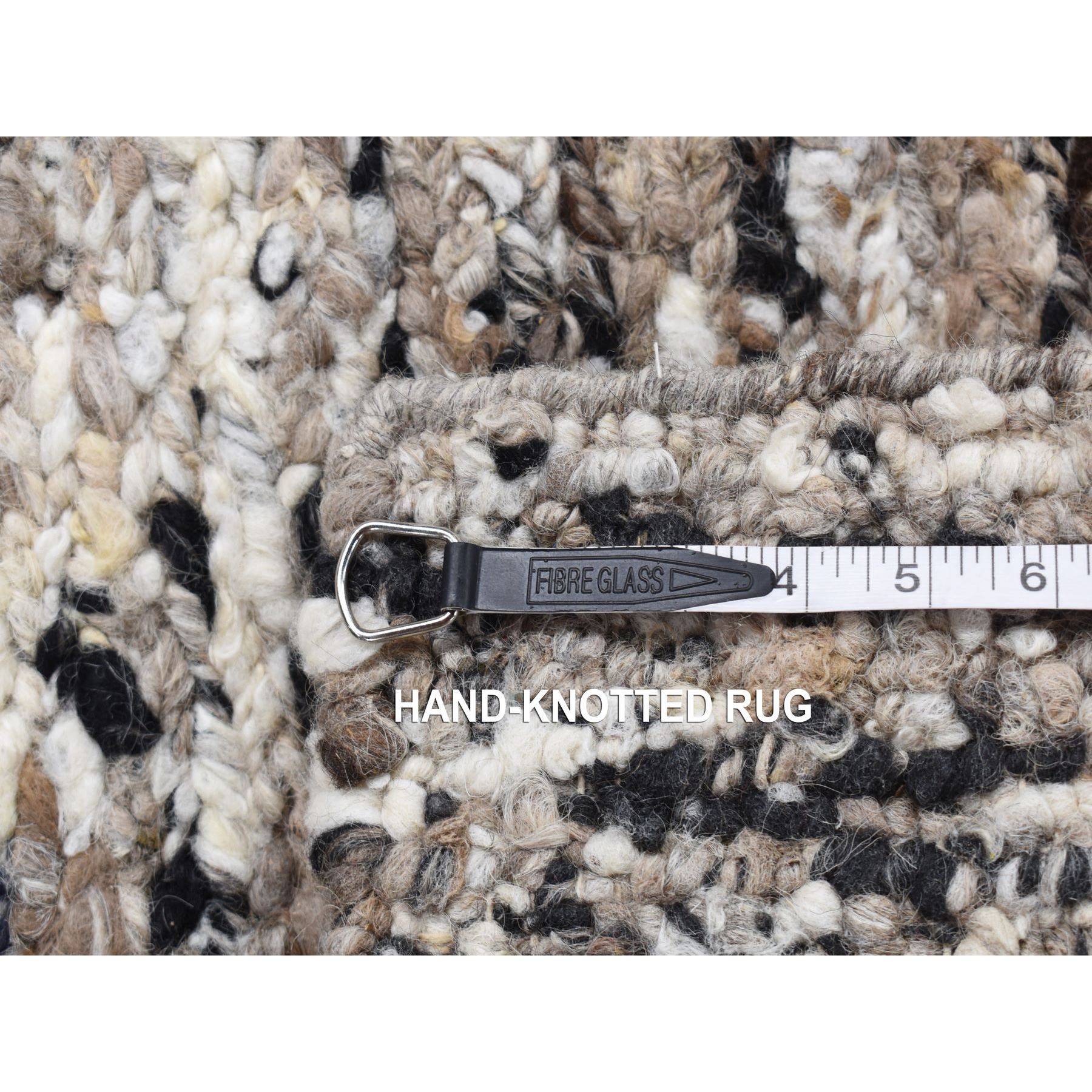 1'9"x1'9" Salt and Pepper Color, 100% Wool, Hand Knotted, Salt and Pepper Design, Sample Fragment, Square Oriental Rug Sh87411