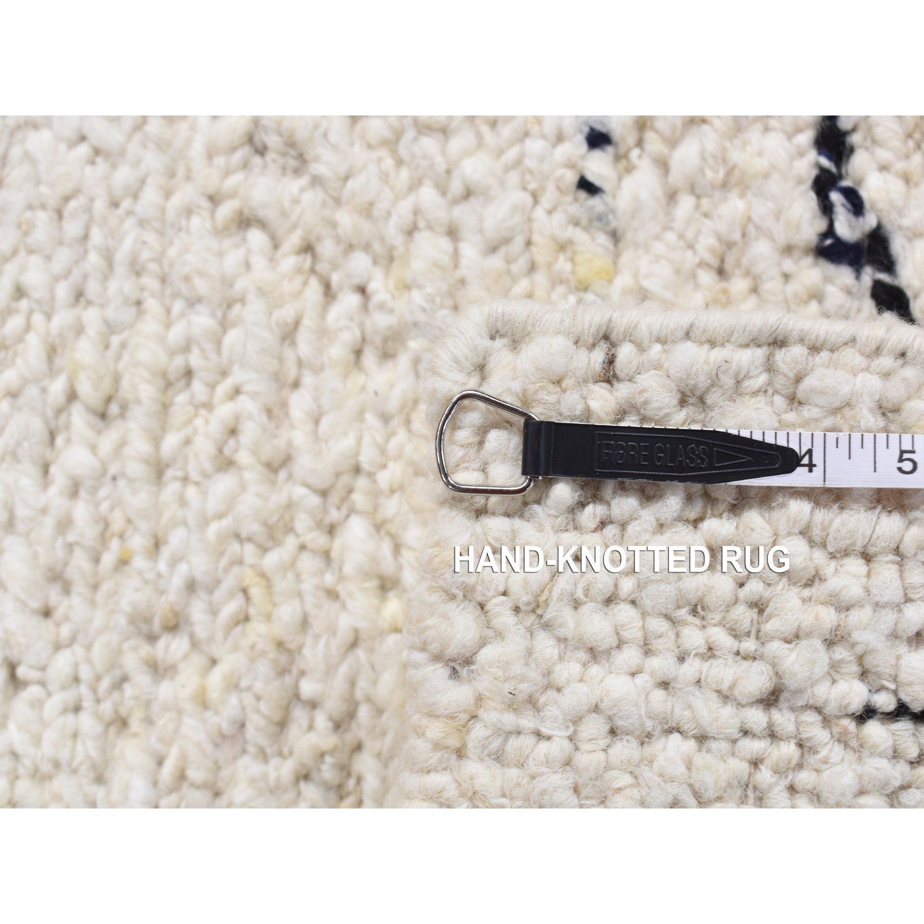 1'9"x1'9" Ivory, 100% Wool, Hand Knotted, Thick Chunky Texture, Sample Fragment, Natural Wool, Looped Pile, Square Oriental Rug Sh87413