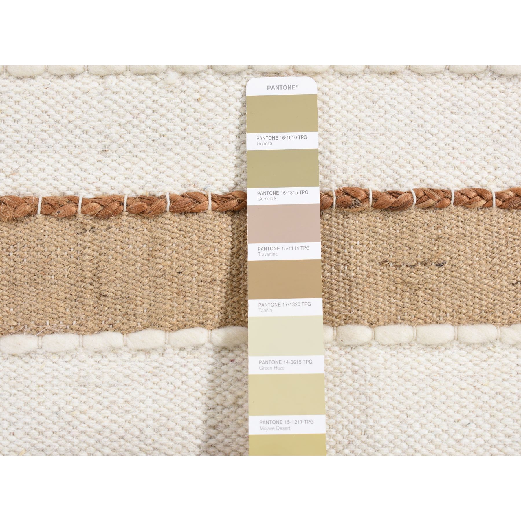 2'x3' Tan Color, 100% Wool, Hand Woven, Flat Weave Pile, Natural Undyed Wool, Sample Fragment, Mat Oriental Rug Sh87416