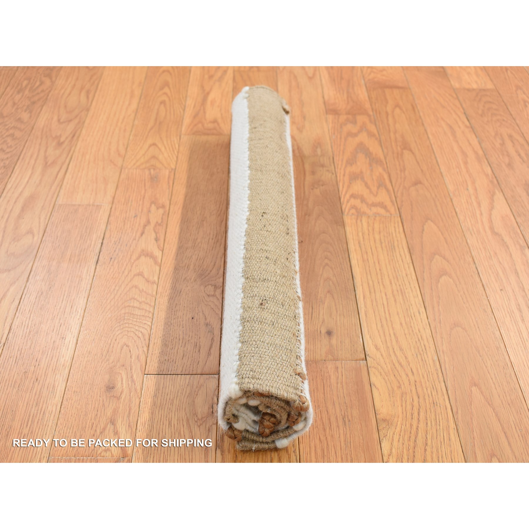 2'x3' Tan Color, 100% Wool, Hand Woven, Flat Weave Pile, Natural Undyed Wool, Sample Fragment, Mat Oriental Rug Sh87416