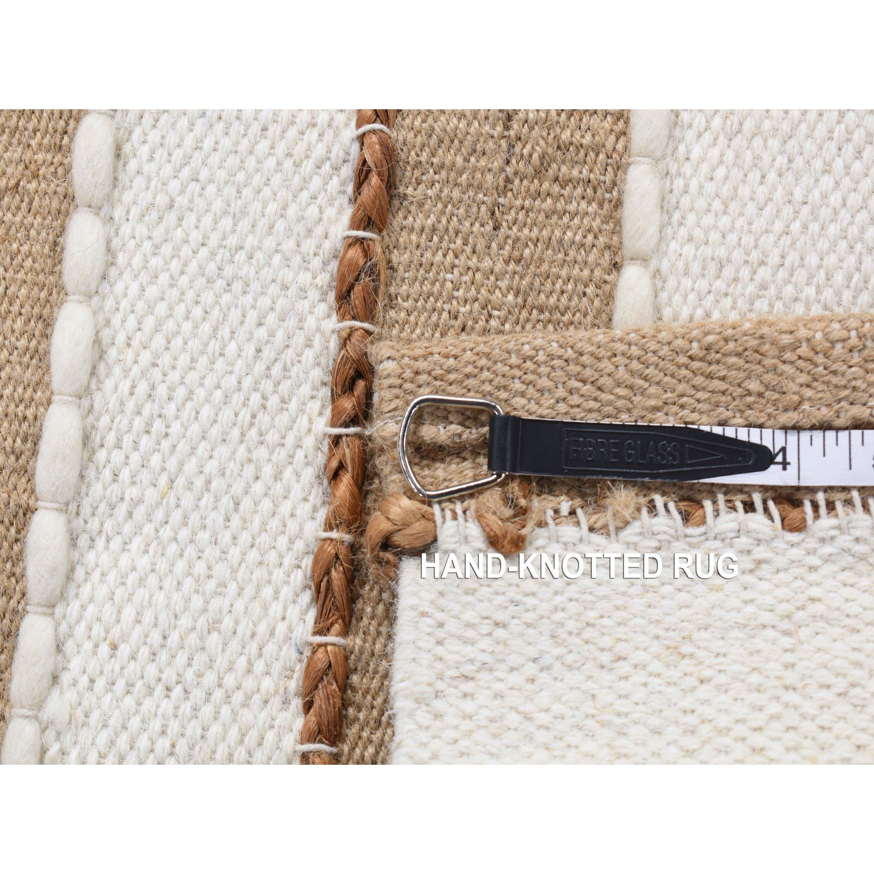 2'x3' Tan Color, 100% Wool, Hand Woven, Flat Weave Pile, Natural Undyed Wool, Sample Fragment, Mat Oriental Rug Sh87416