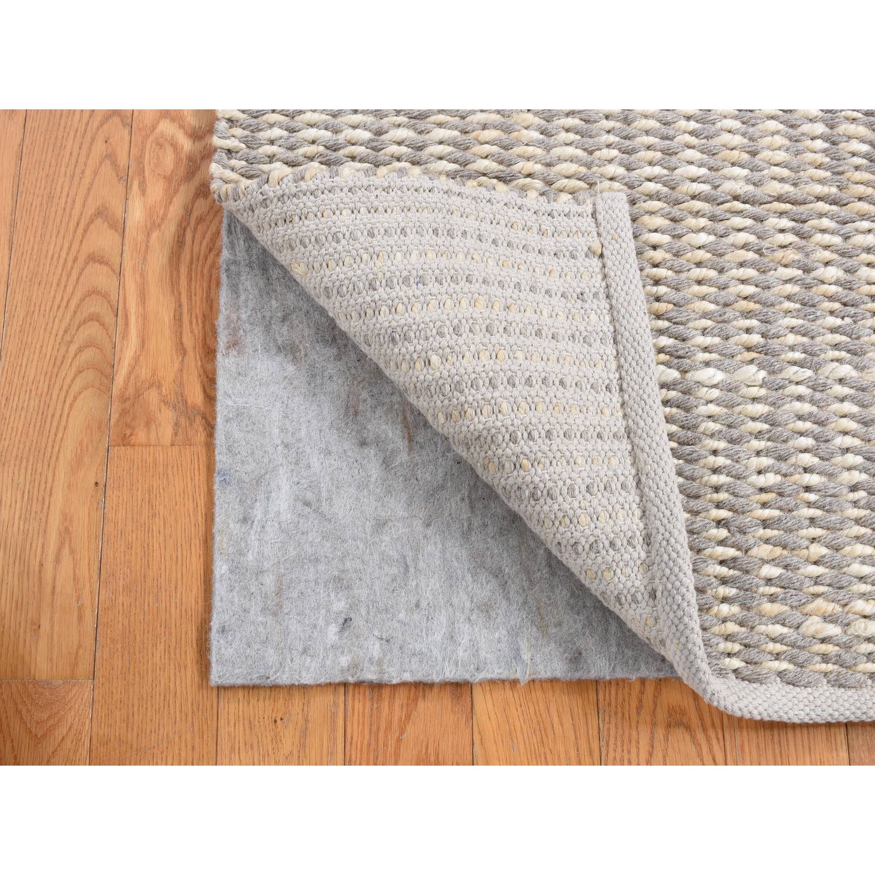 2'3"x2'3" Taupe, Looped and Uncut Flat Pile, Looped Finish, Natural Undyed Wool, 100% Wool, Hand Loomed, Sample Fragments, Square Oriental Rug Sh87417