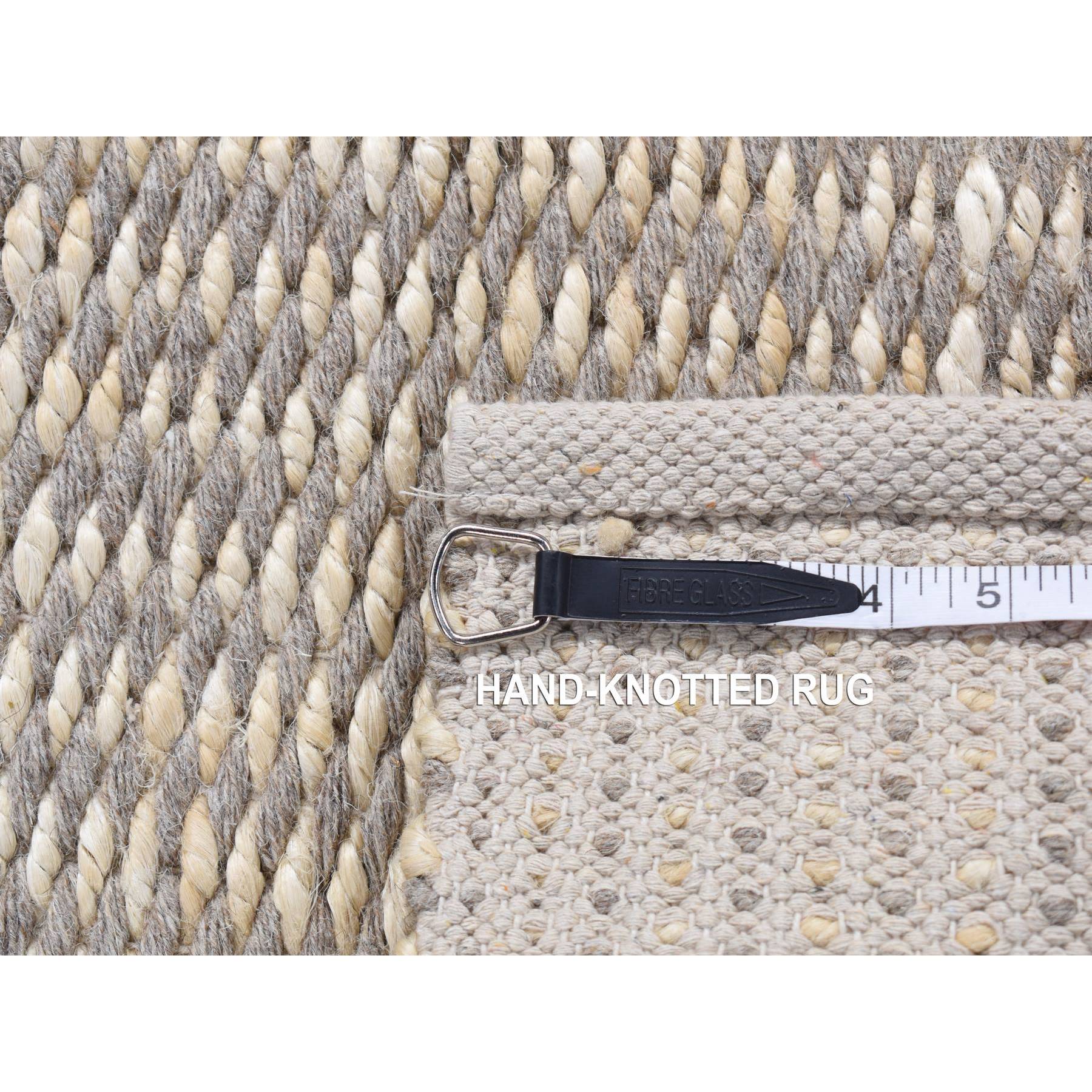 2'3"x2'3" Taupe, Looped and Uncut Flat Pile, Looped Finish, Natural Undyed Wool, 100% Wool, Hand Loomed, Sample Fragments, Square Oriental Rug Sh87417