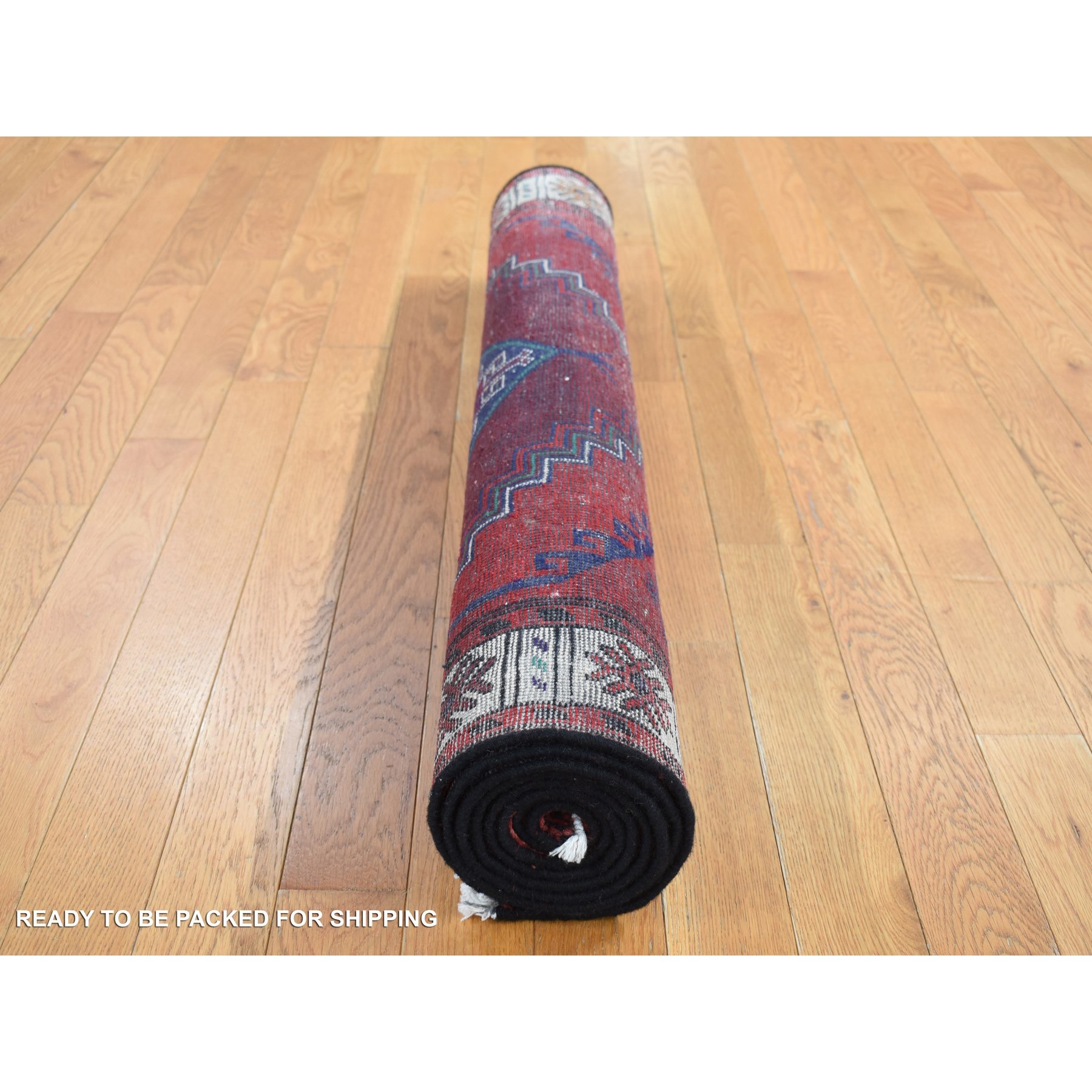 3'8"x7'9" Barn Red, Vintage Persian Hamadan, Full Pile, Mint Condition, Pure Wool, Hand Knotted, Wide Runner Oriental Rug Sh87443